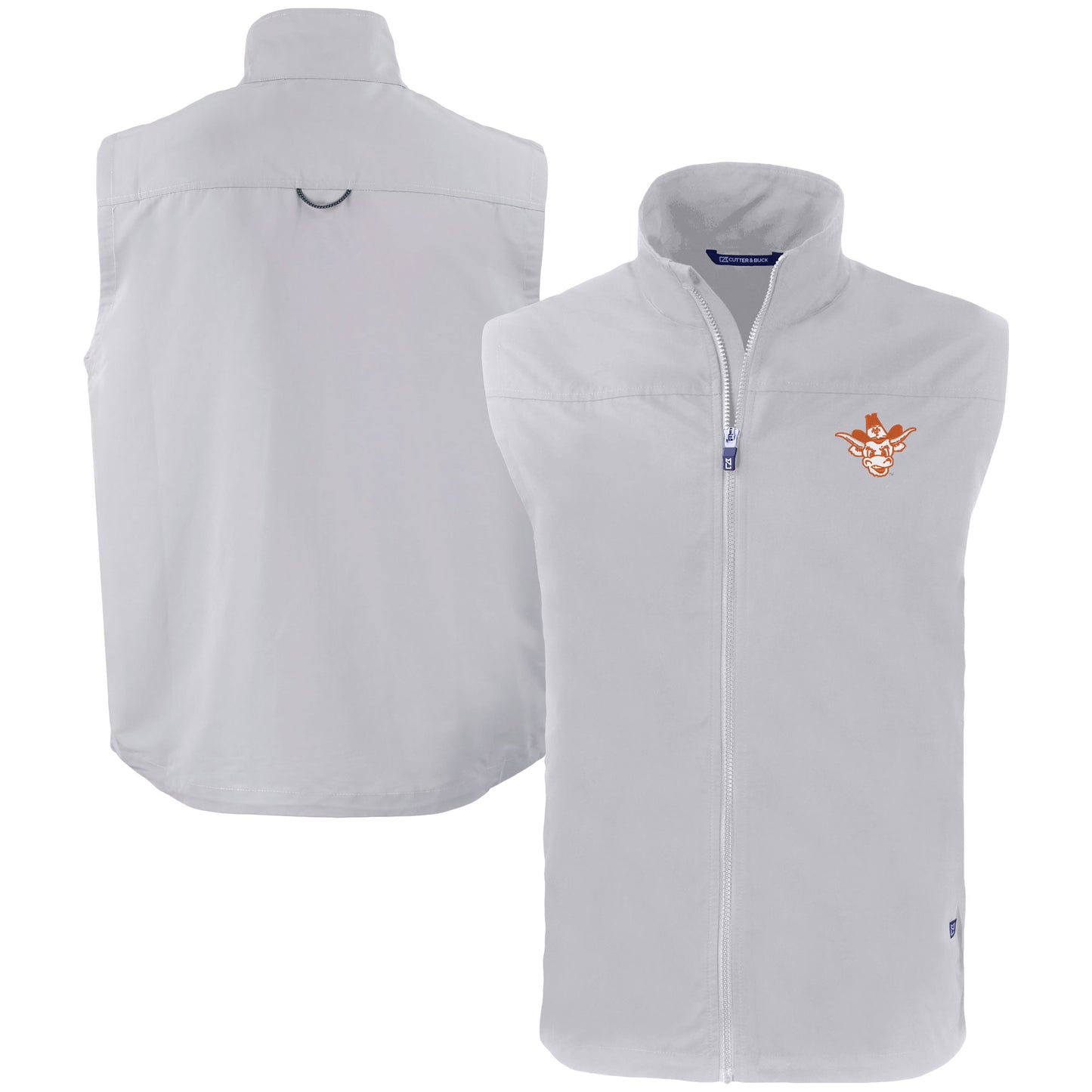Men's Cutter & Buck Gray Texas Longhorns Vault Charter Eco Recycled Full-Zip Vest