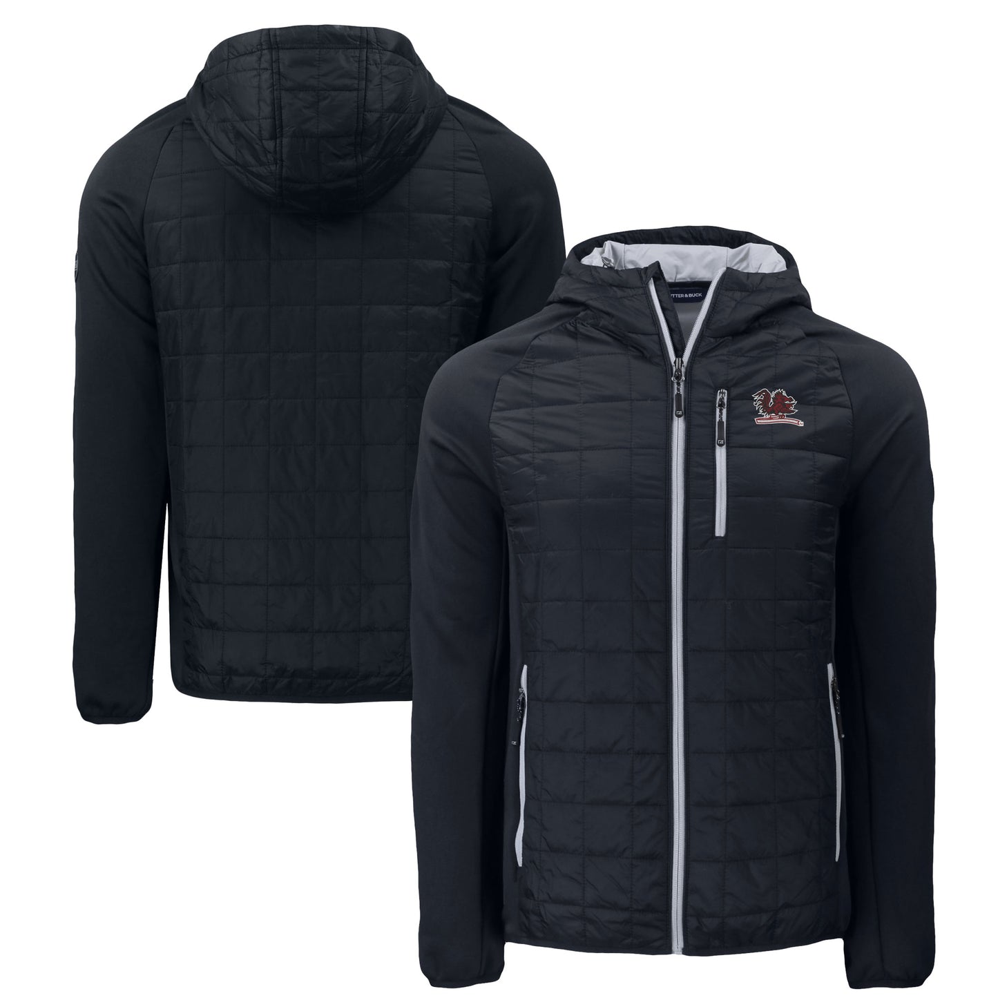 Men's Cutter & Buck Black South Carolina Gamecocks Vault Rainier Eco Hybrid PrimaLoft Full-Zip Jacket