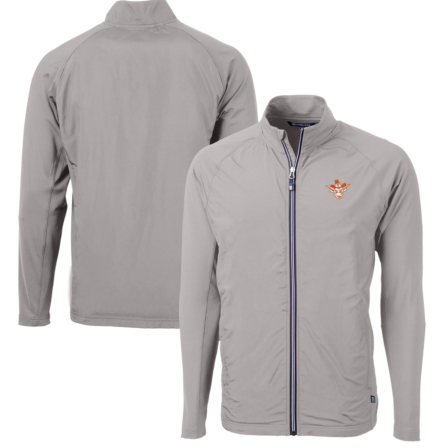 Men's Cutter & Buck Gray Texas Longhorns Vault Adapt Eco Knit Hybrid Recycled Mens Full Zip Jacket