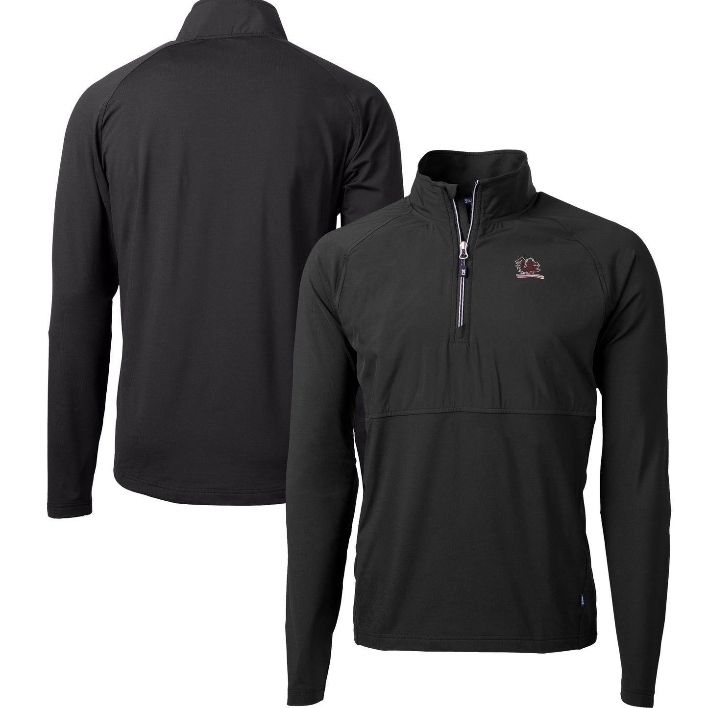 Men's Cutter & Buck Black South Carolina Gamecocks DryTec Adapt Eco Knit Hybrid Recycled Raglan Quarter-Zip Jacket