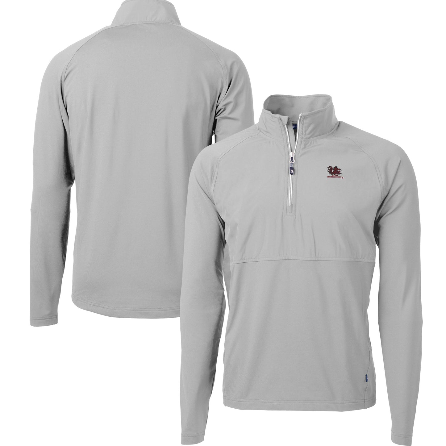 Men's Cutter & Buck Gray South Carolina Gamecocks DryTec Adapt Eco Knit Hybrid Recycled Raglan Quarter-Zip Jacket