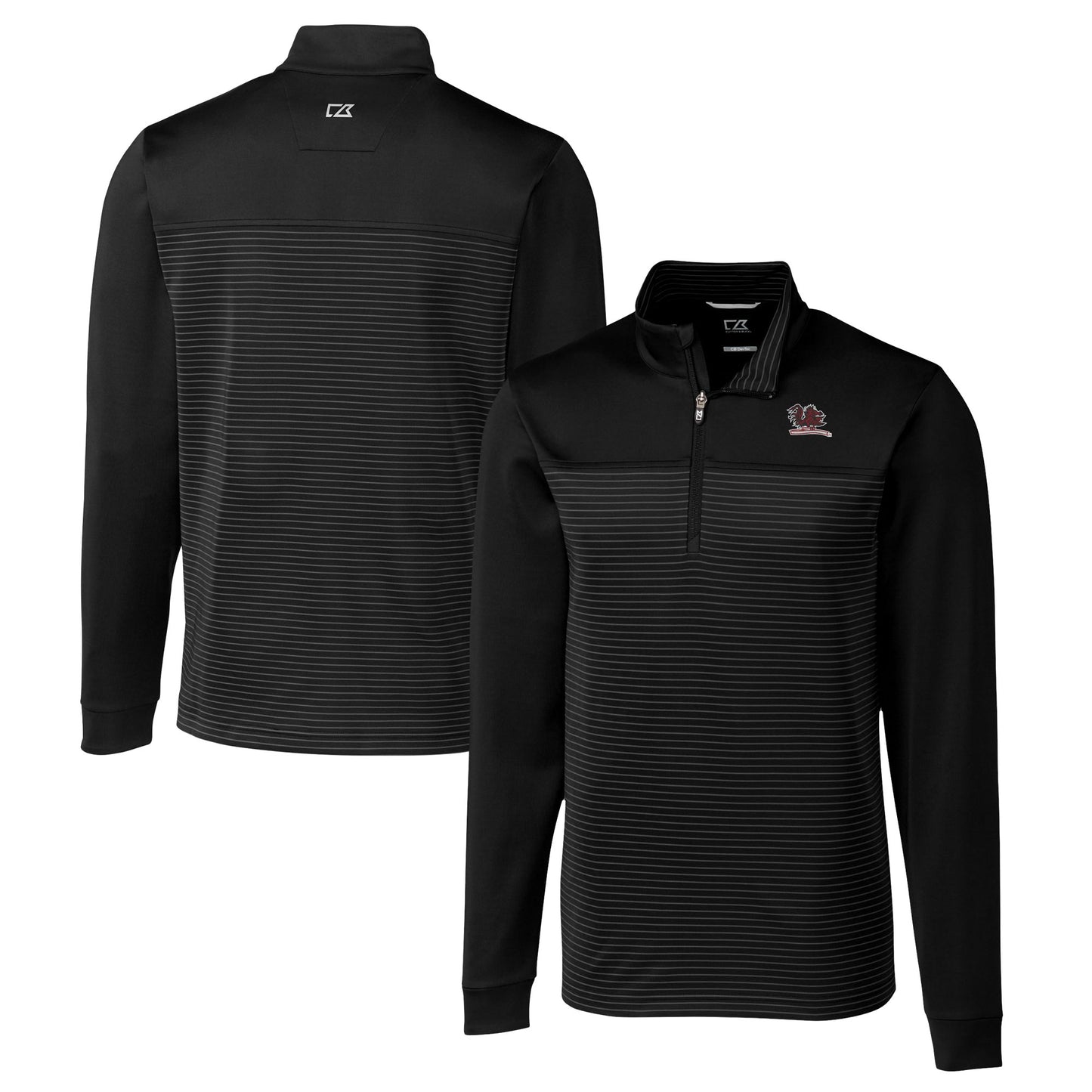 Men's Cutter & Buck Black South Carolina Gamecocks Vault DryTec Traverse Stripe Stretch Quarter-Zip Pullover