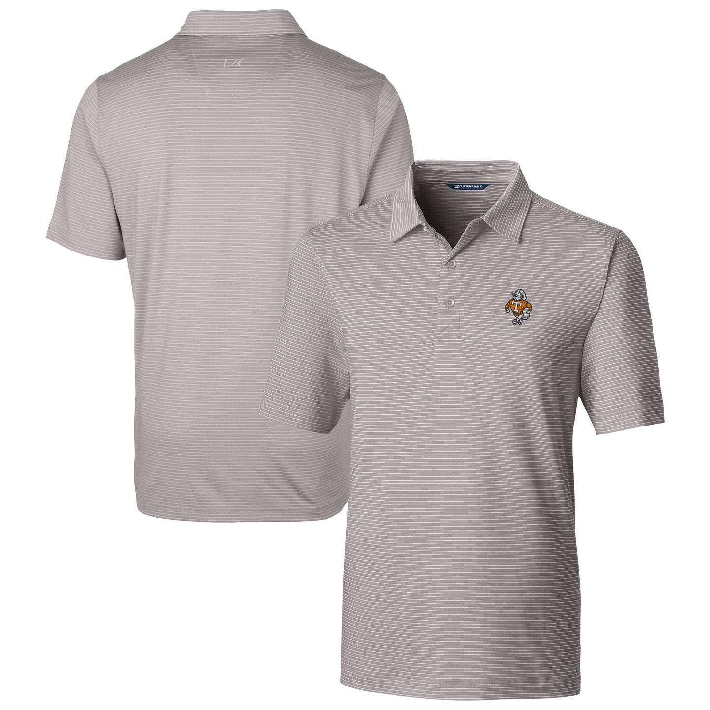 Men's Cutter & Buck Gray Tennessee Volunteers Vault Forge Pencil Stripe Stretch Polo