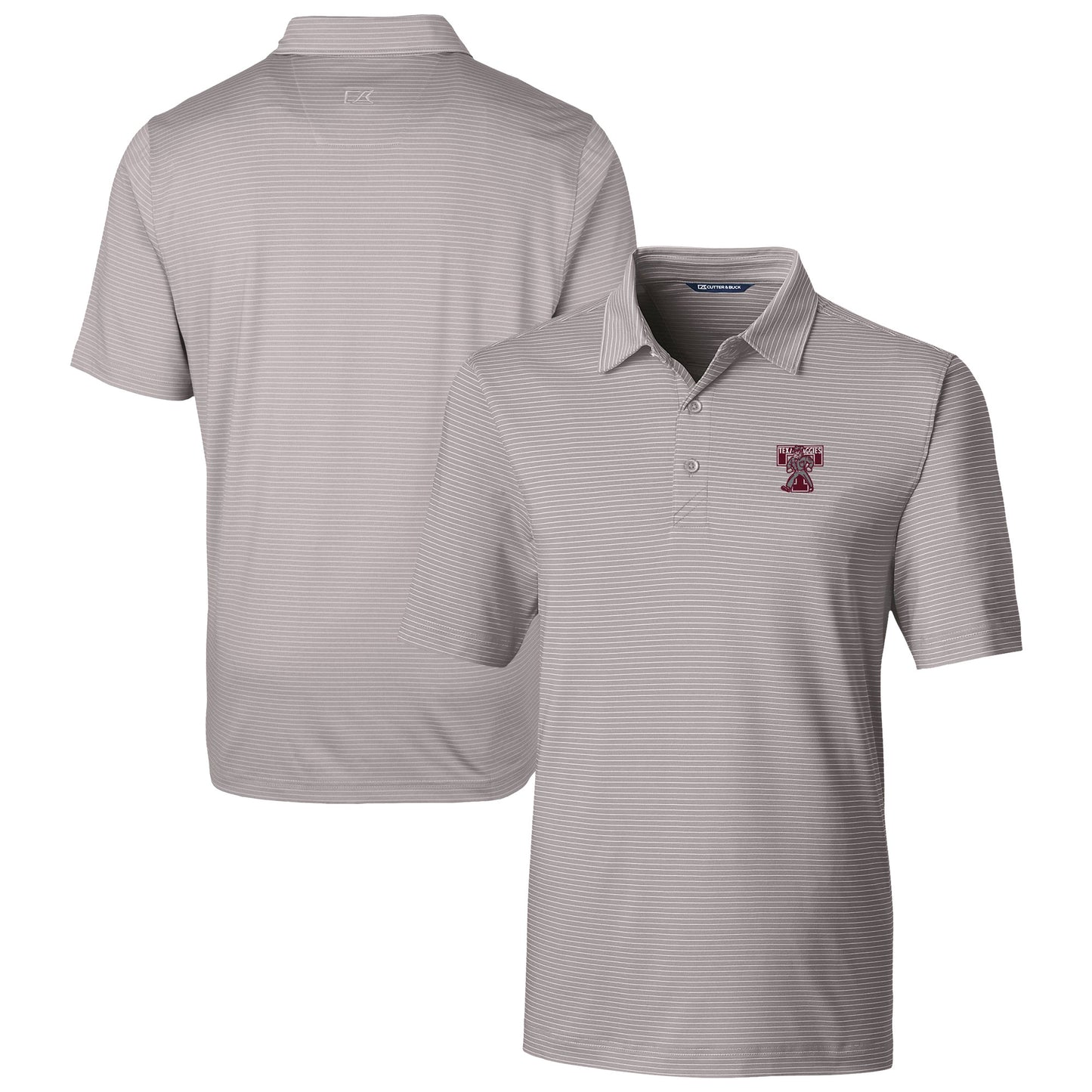 Men's Cutter & Buck Gray Texas A&M Aggies Vault Forge Pencil Stripe Stretch Polo