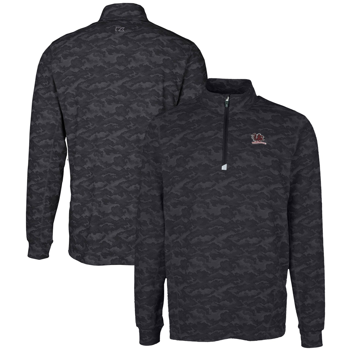 Men's Cutter & Buck Black South Carolina Gamecocks Vault DryTec Traverse Camo Print Stretch Quarter-Zip Jacket