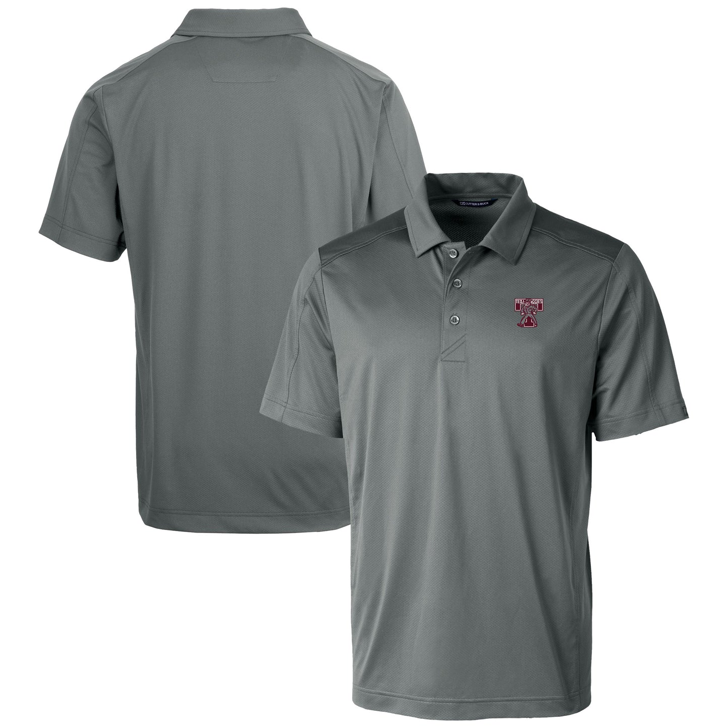 Men's Cutter & Buck Gray Texas A&M Aggies Vault Prospect Textured Stretch Polo