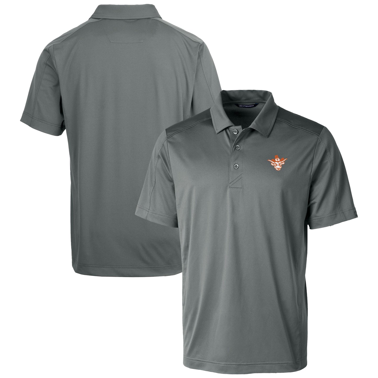 Men's Cutter & Buck Gray Texas Longhorns Vault Prospect Textured Stretch Polo