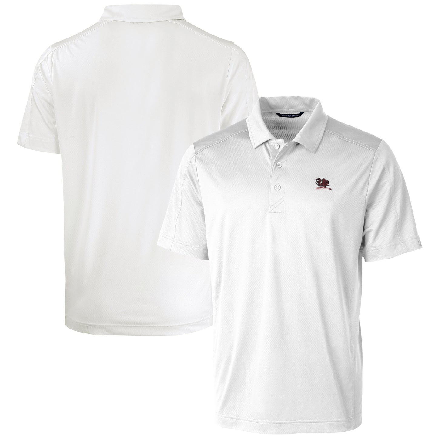 Men's Cutter & Buck White South Carolina Gamecocks Vault Prospect Textured Stretch Polo