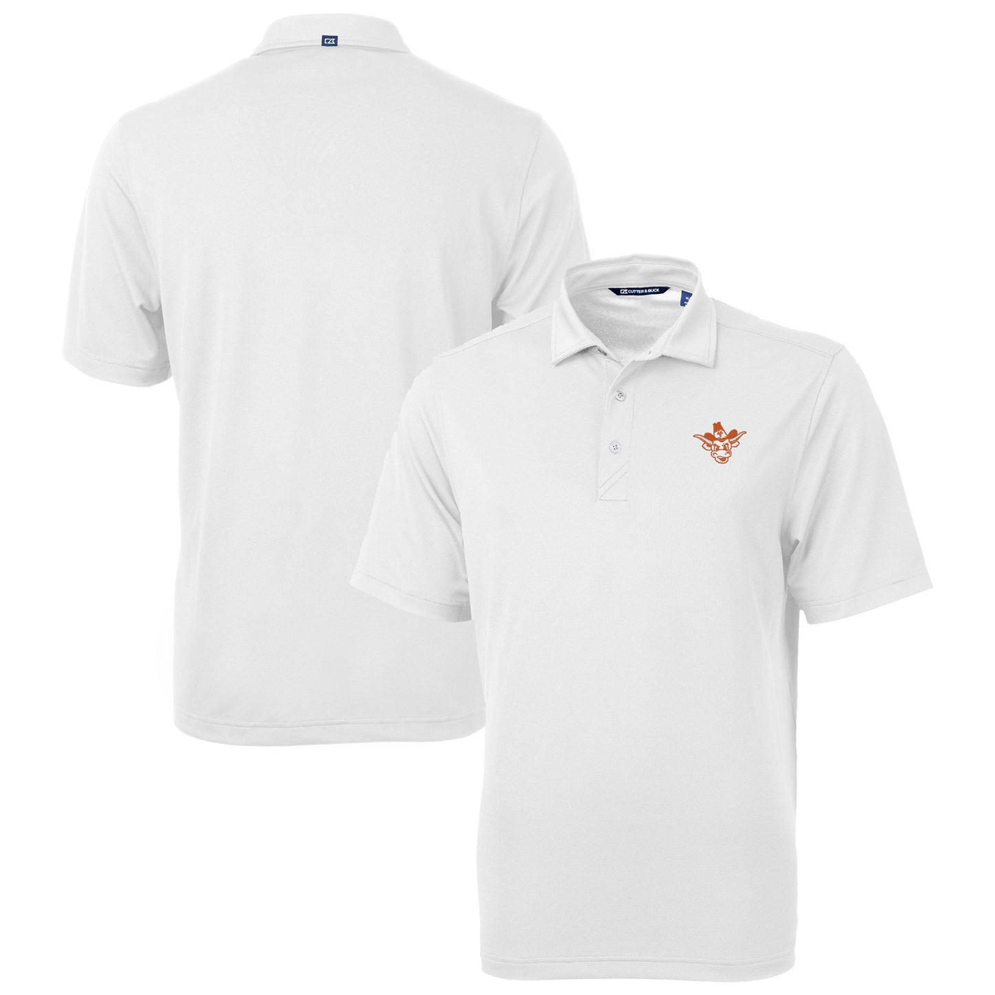 Men's Cutter & Buck White Texas Longhorns Vault DryTec Virtue Eco Pique Recycled Polo