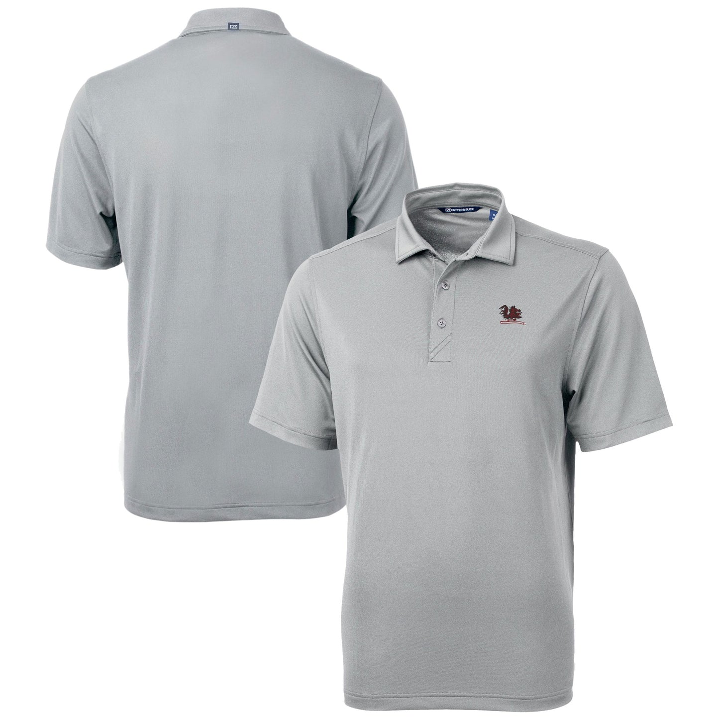 Men's Cutter & Buck Gray South Carolina Gamecocks Vault DryTec Virtue Eco Pique Recycled Polo