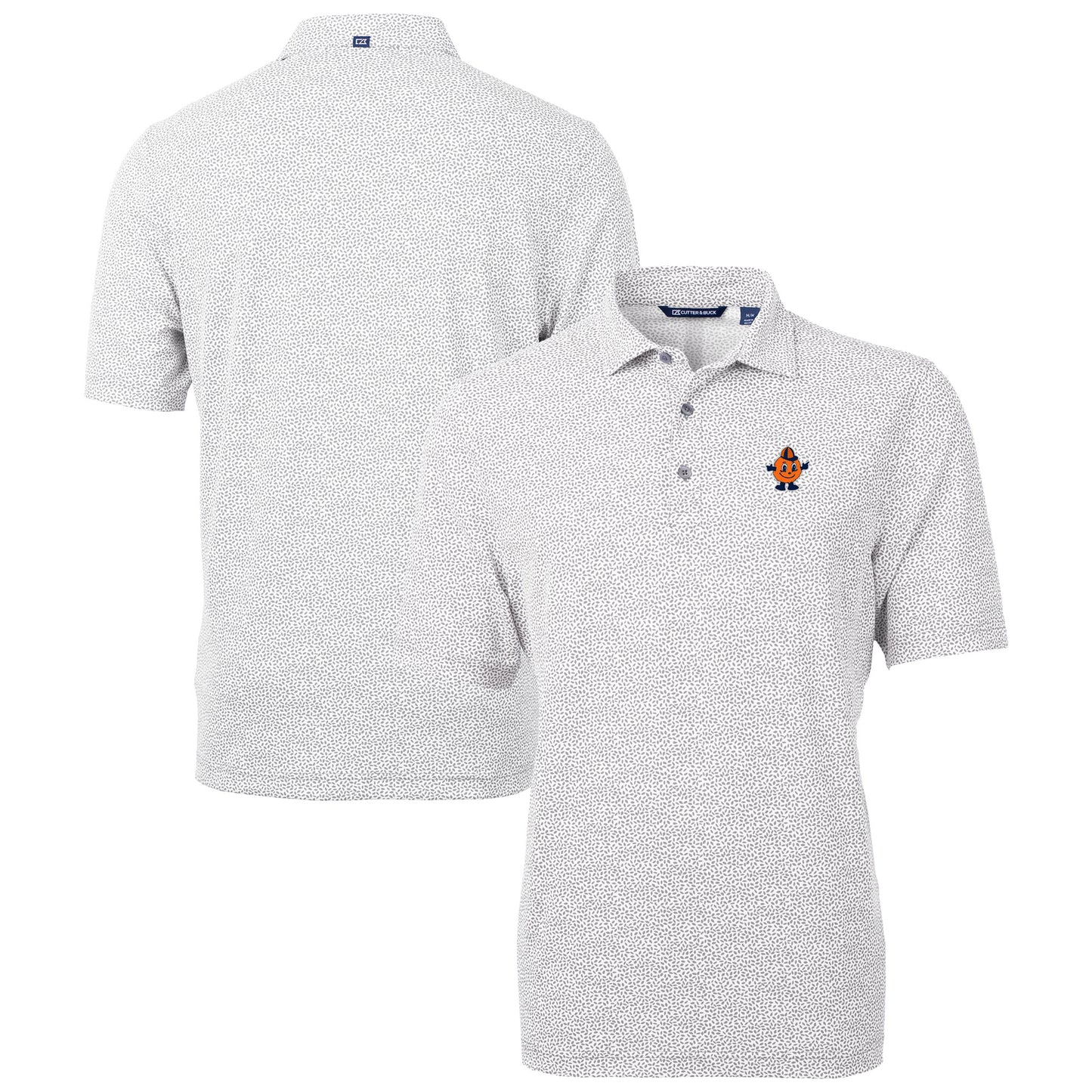 Men's Cutter & Buck Gray Syracuse Orange Vault DryTec Virtue Eco Pique Botanical Print Recycled Polo