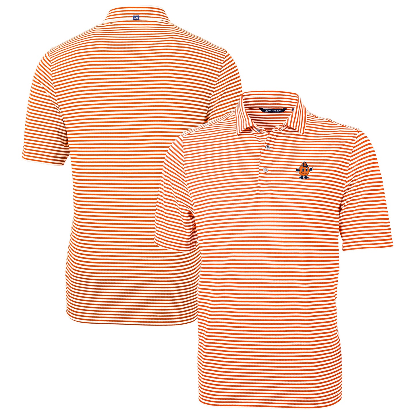 Men's Cutter & Buck Orange Syracuse Orange Vault DryTec Virtue Eco Pique Stripe Recycled Polo
