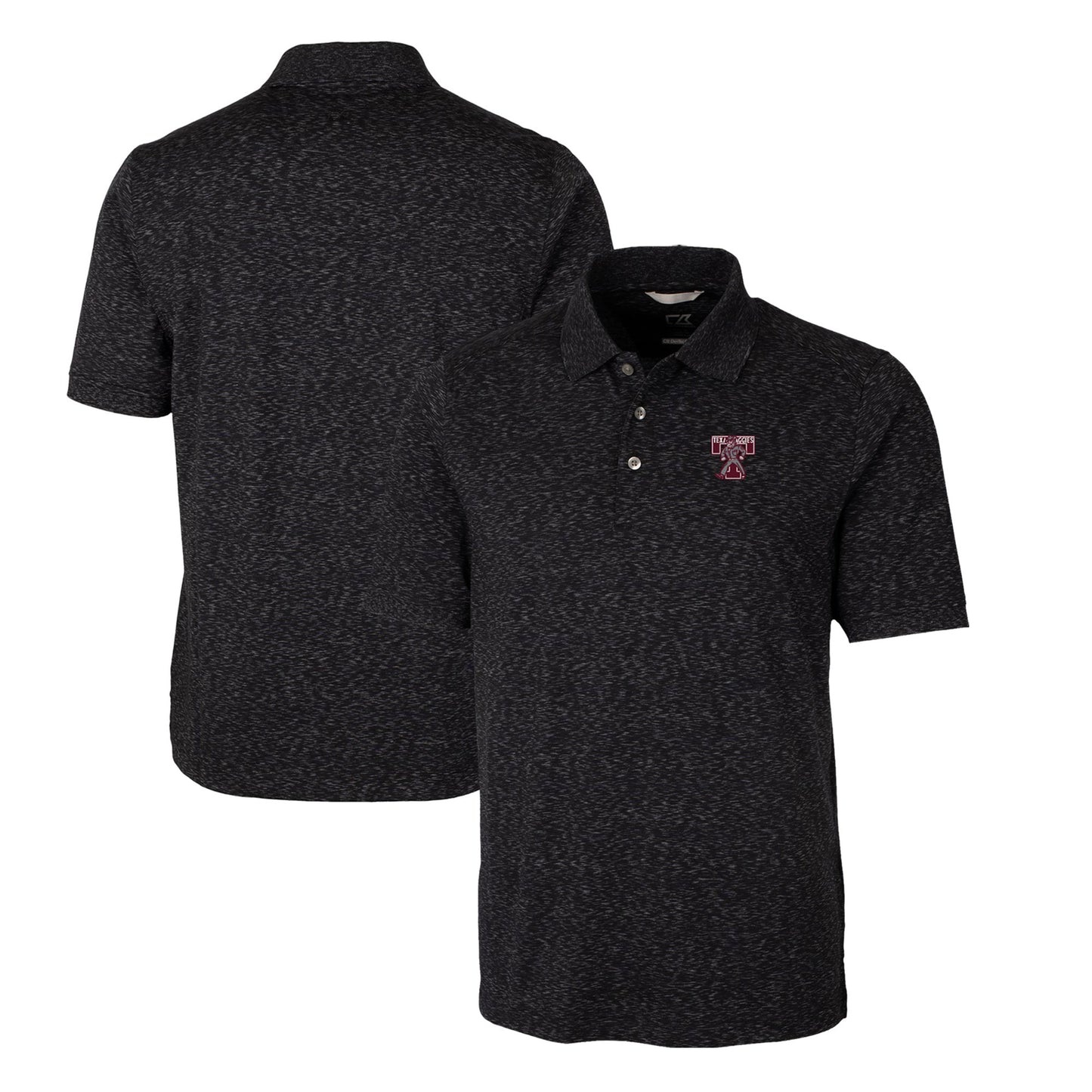 Men's Cutter & Buck Black Texas A&M Aggies Big & Tall Advantage Tri-Blend Space Dye DryTec Polo