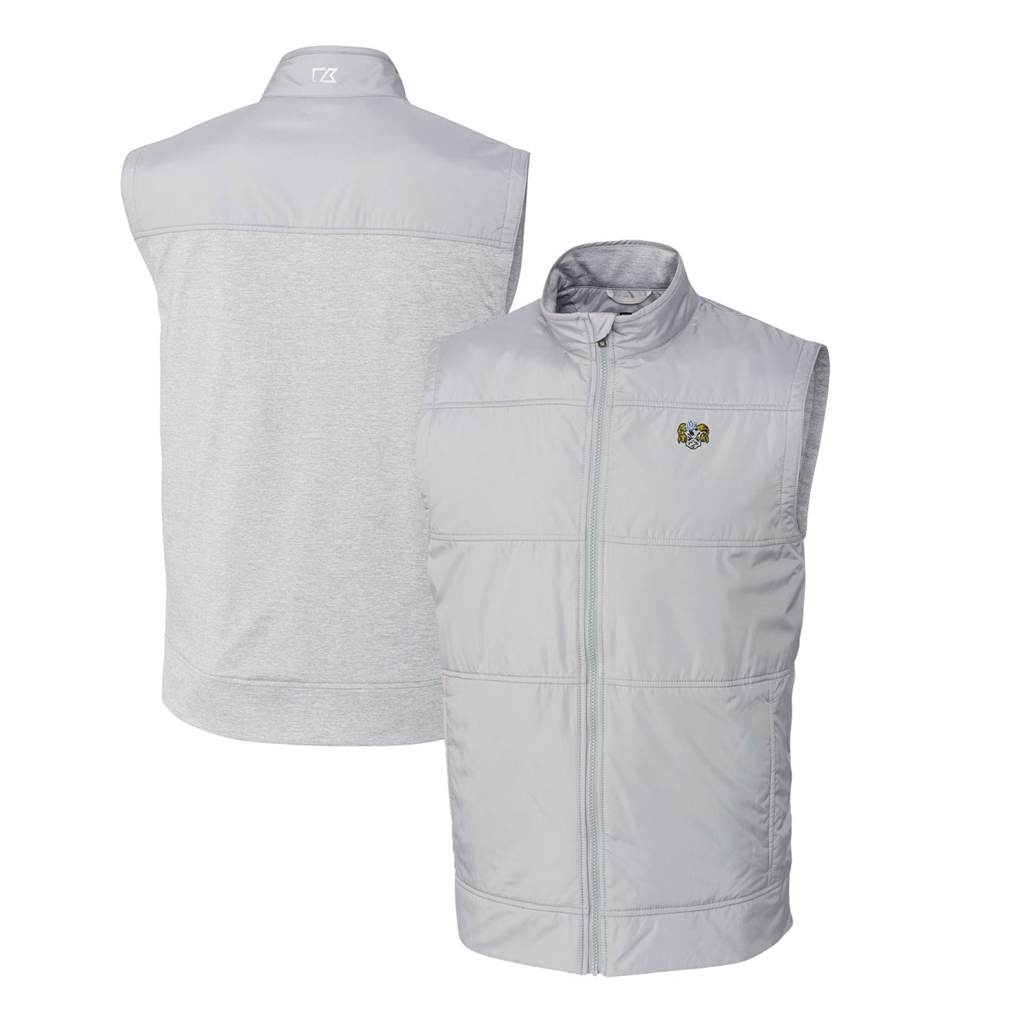 Men's Cutter & Buck Gray North Carolina Tar Heels Big & Tall Stealth Hybrid Quilted Full-Zip DryTec Windbreaker Vest