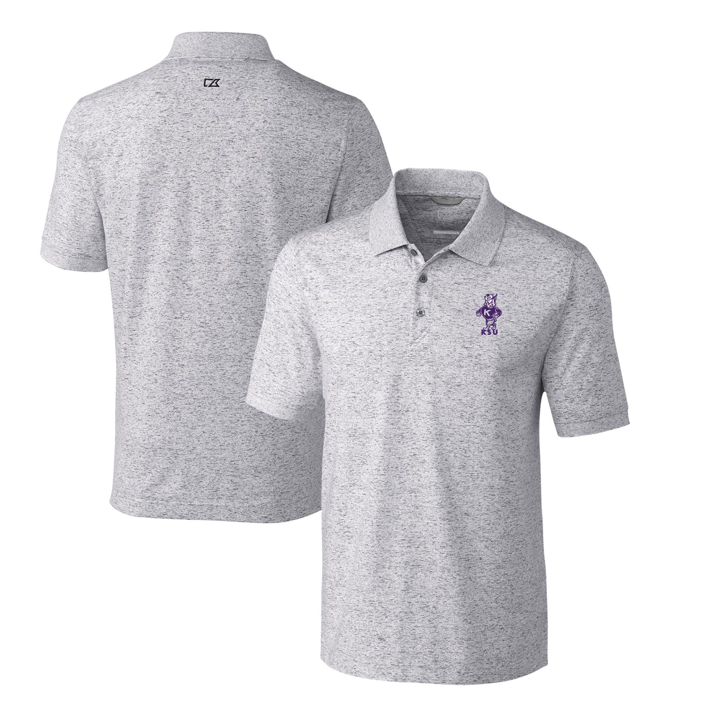 Men's Cutter & Buck Gray Kansas State Wildcats Big & Tall Advantage Tri-Blend Space Dye DryTec Polo