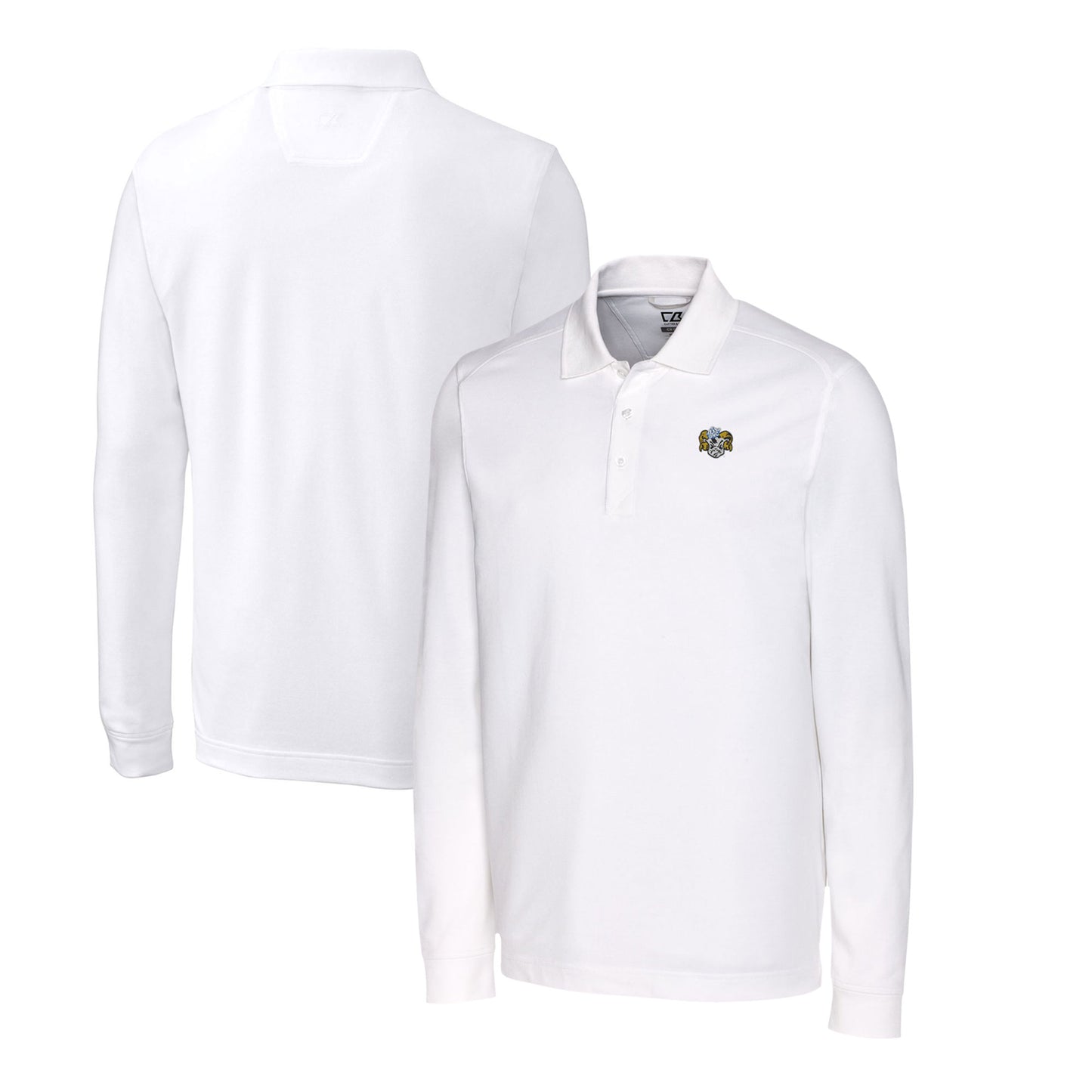 Men's Cutter & Buck White North Carolina Tar Heels Big & Tall Tri-Blend Pique Long Sleeve DryTec Polo