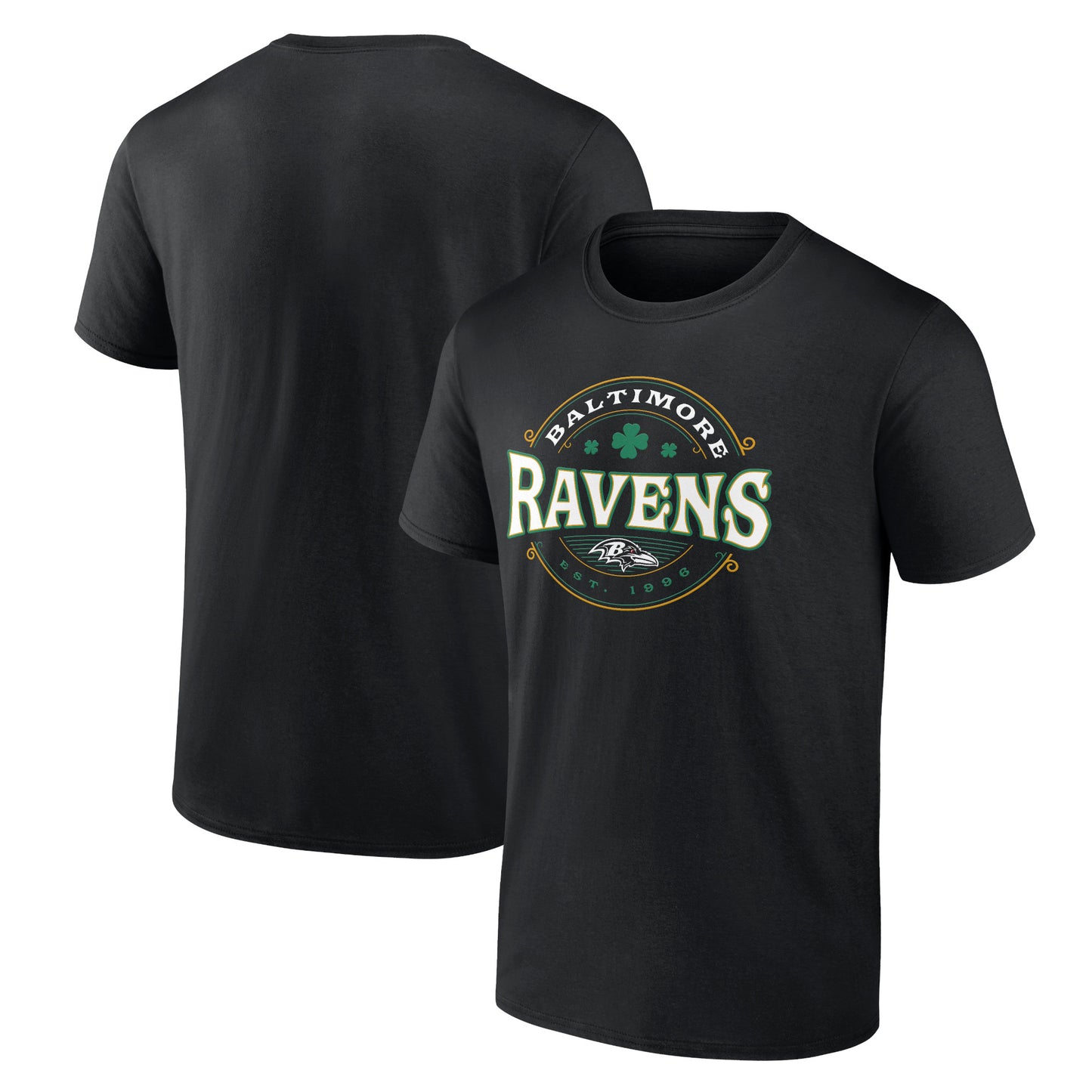 Men's Black Baltimore Ravens St. Patrick's Day Lucky T-Shirt