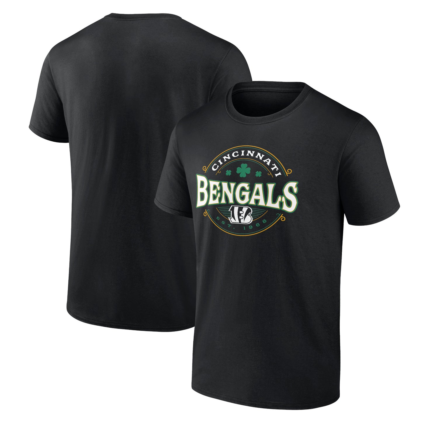 Men's Black Cincinnati Bengals St. Patrick's Day Lucky T-Shirt