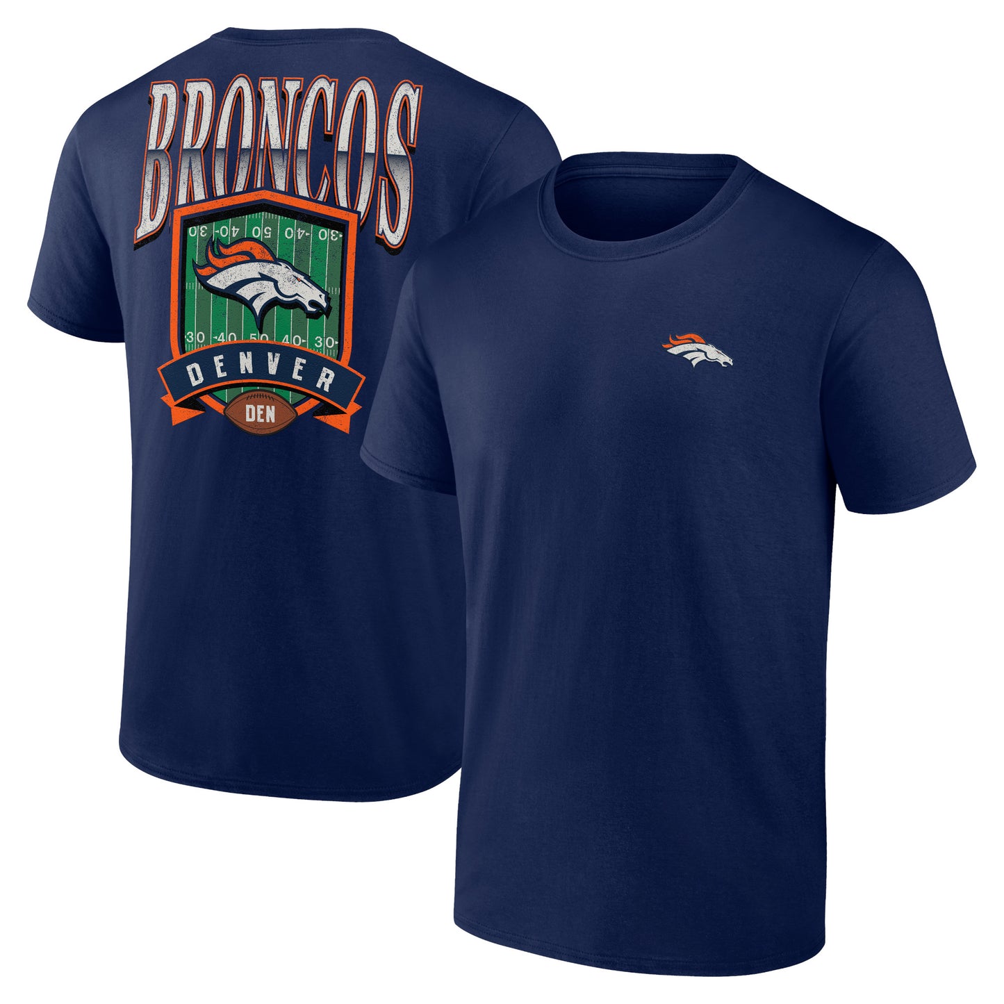 Men's Navy Denver Broncos Full Range T-Shirt