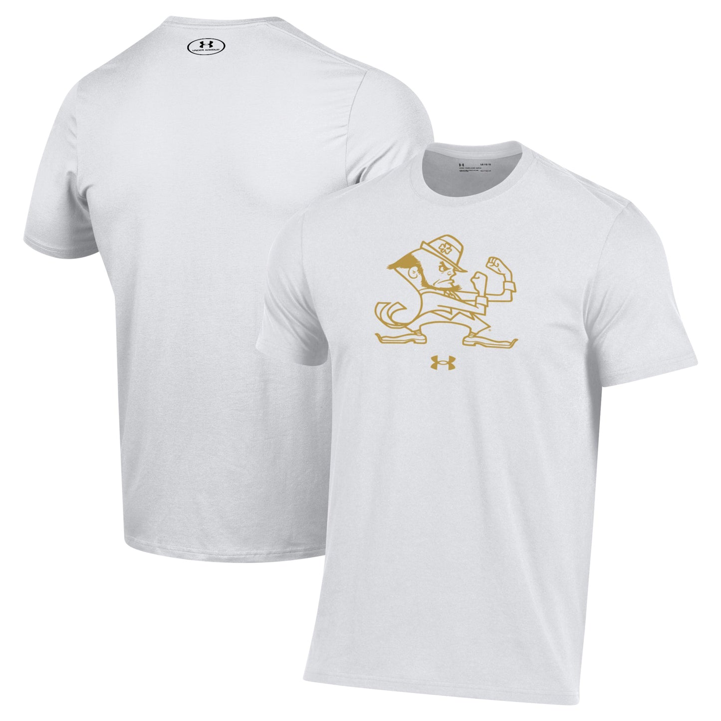Men's Under Armour White Notre Dame Fighting Irish Leprechaun Gold Rush Performance T-Shirt