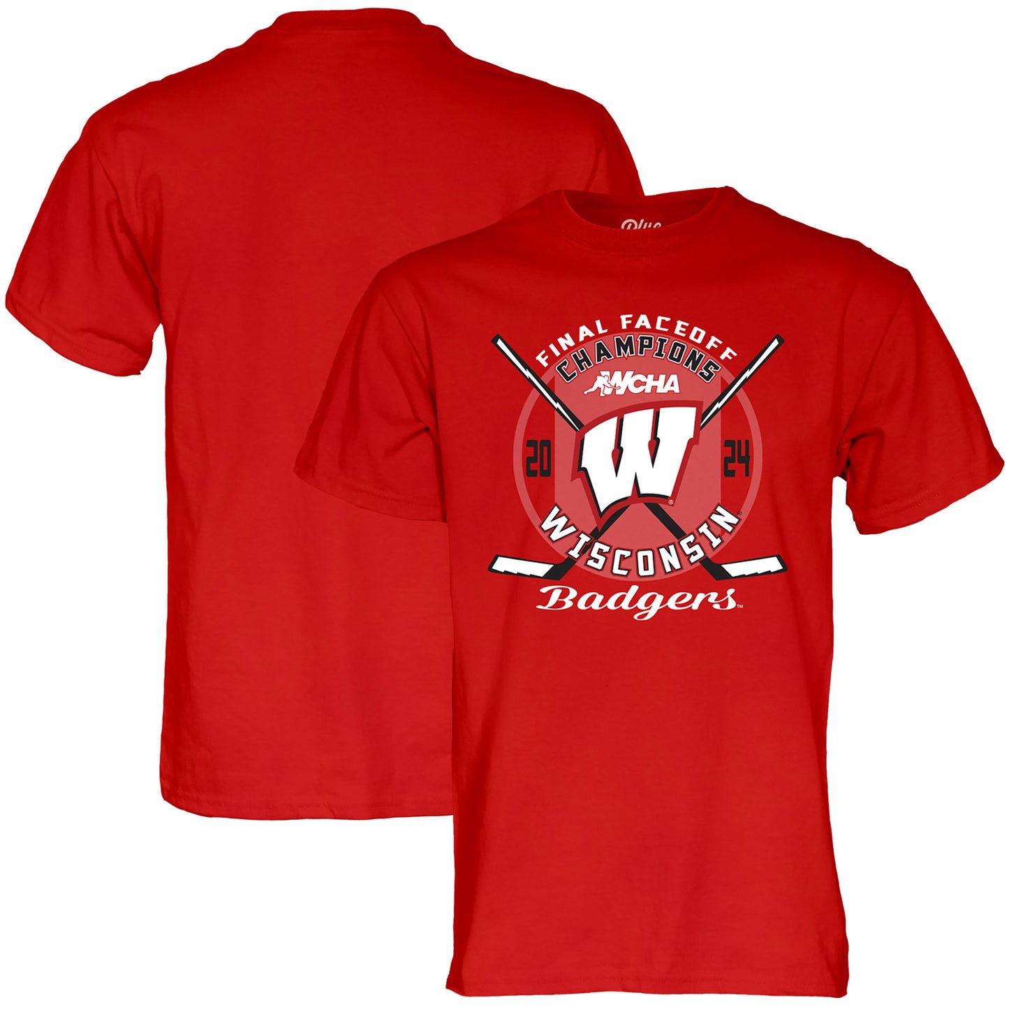 Unisex Blue 84 Red Wisconsin Badgers 2024 WCHA Women's Hockey Conference Tournament Champions T-Shirt