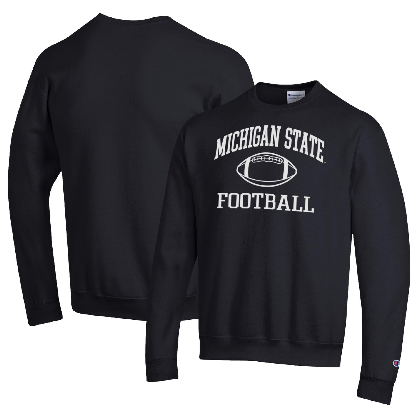 Men's Champion Black Michigan State Spartans Football Icon Pullover Sweatshirt