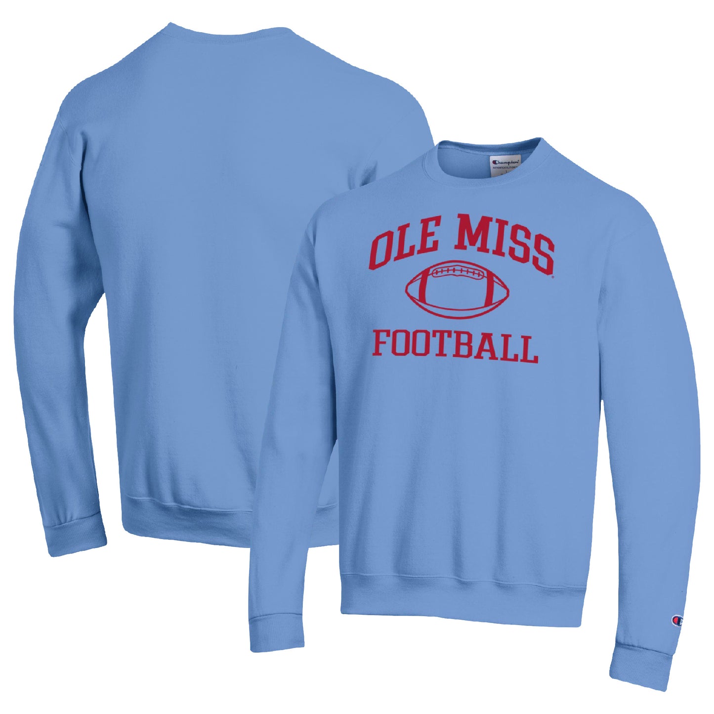 Men's Champion Powder Blue Ole Miss Rebels Football Icon Pullover Sweatshirt