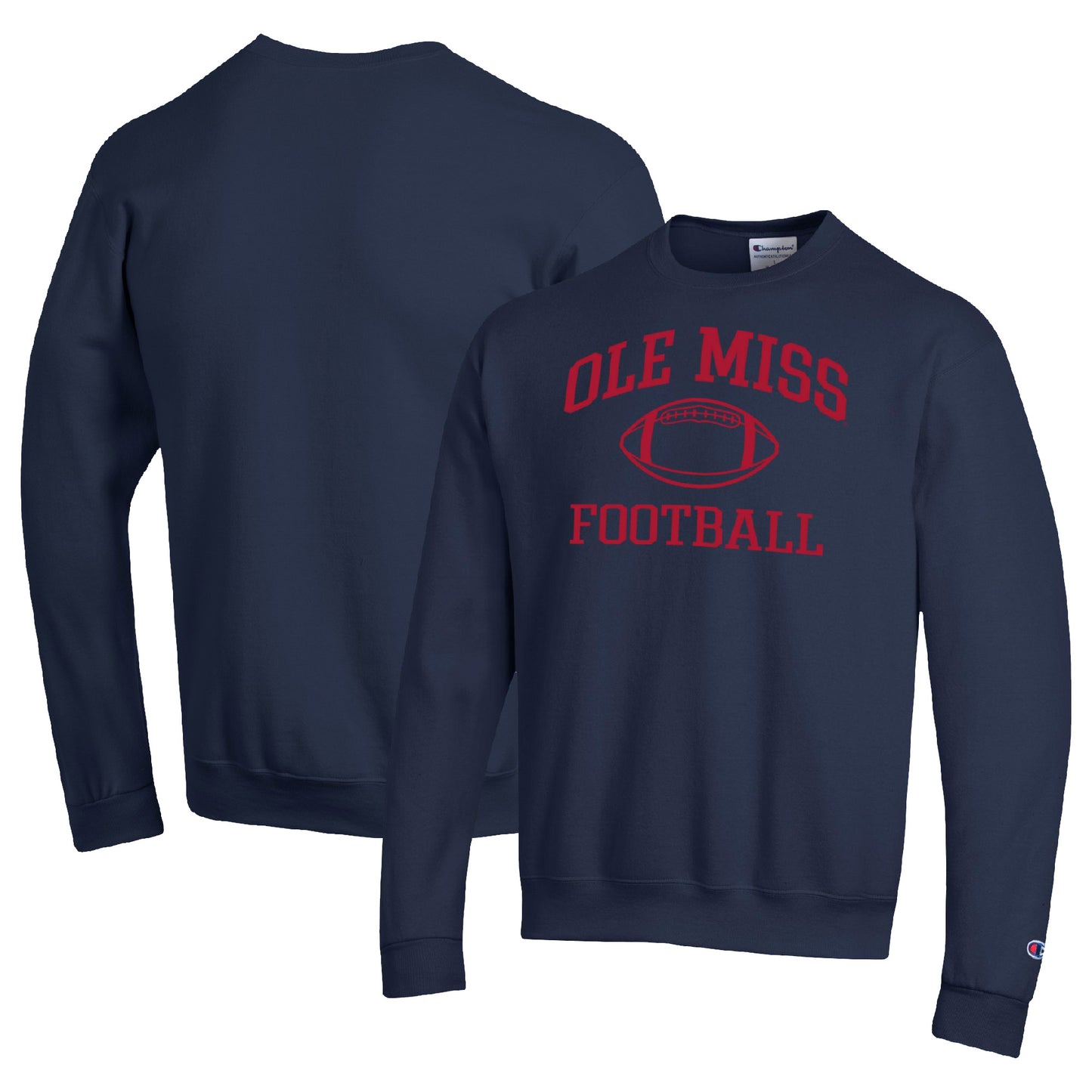 Men's Champion Navy Ole Miss Rebels Football Icon Pullover Sweatshirt