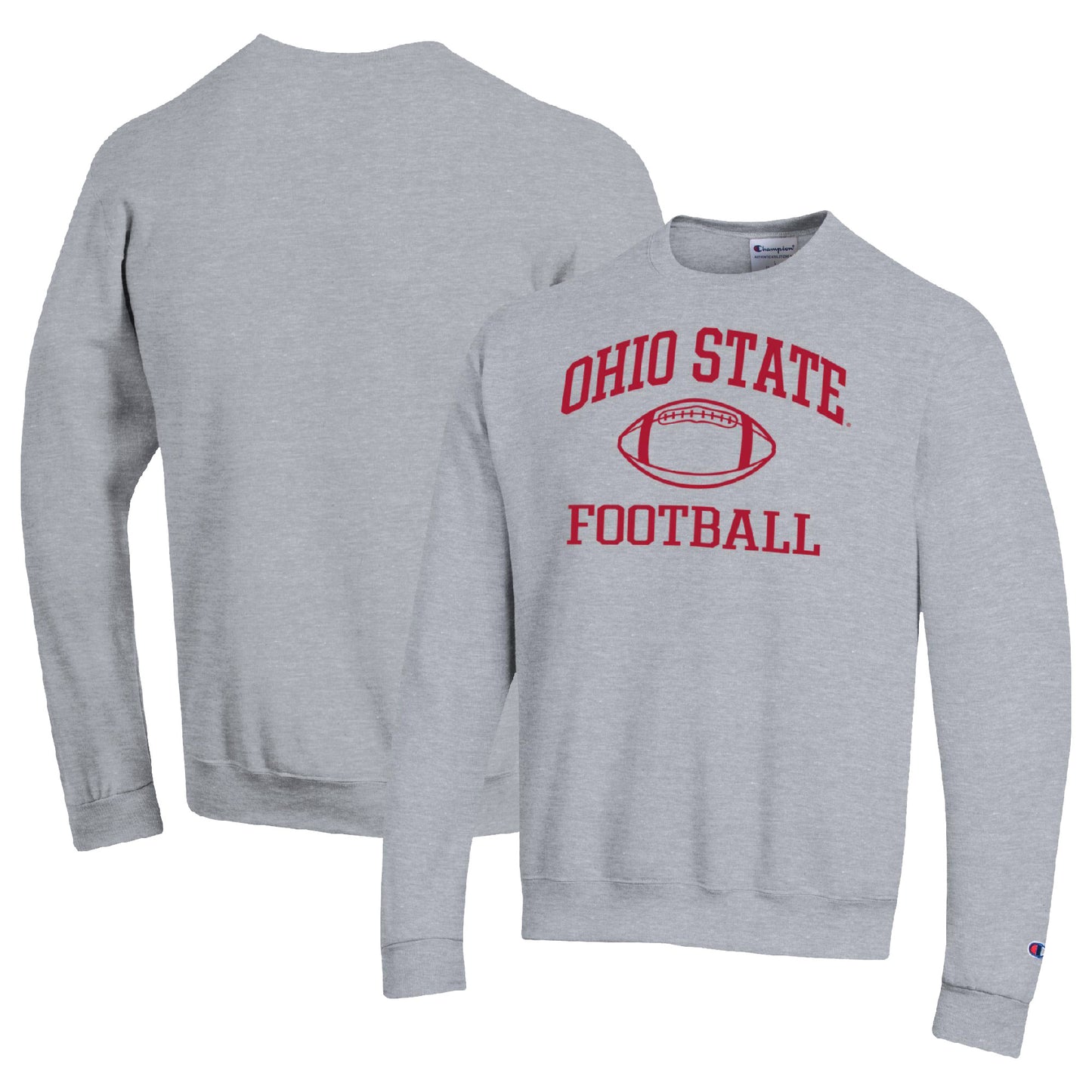 Men's Champion Heather Gray Ohio State Buckeyes Football Icon Pullover Sweatshirt