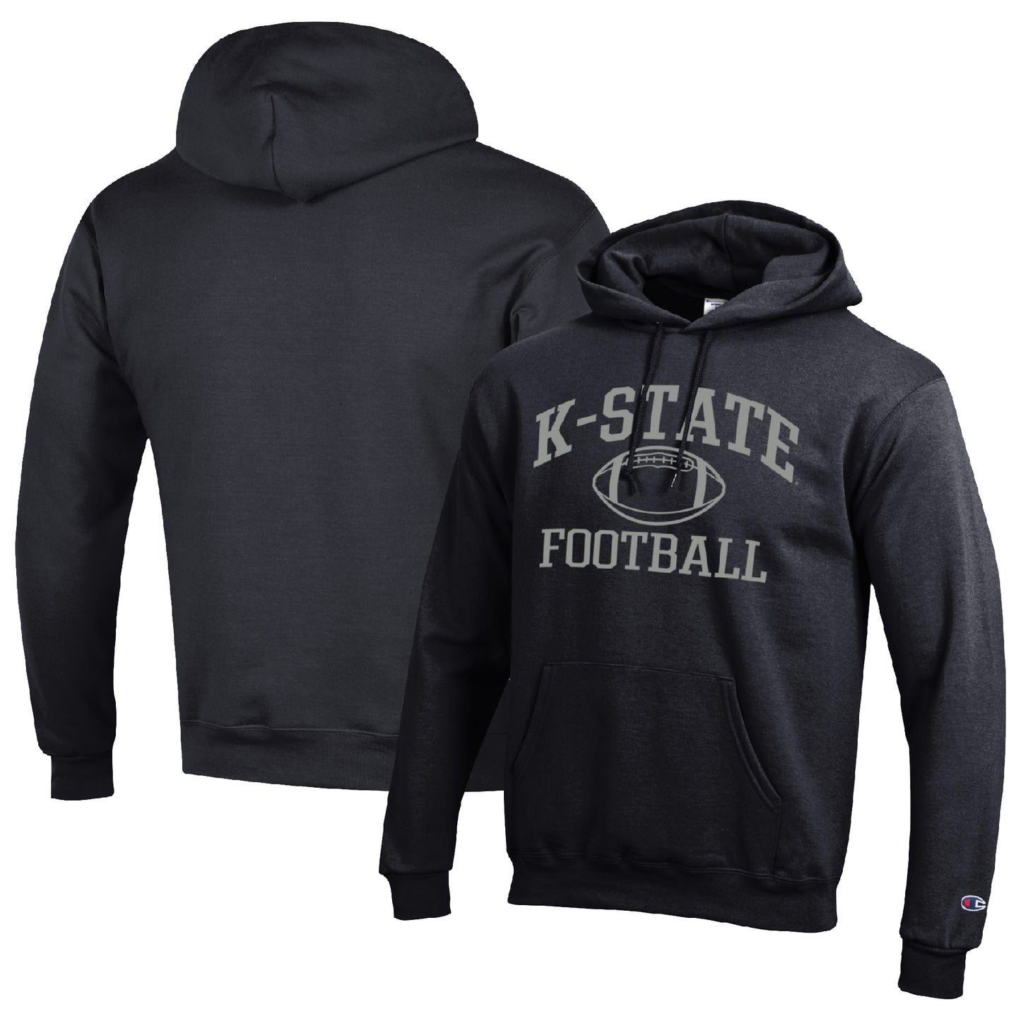 Men's Champion Black Kansas State Wildcats Football Icon Pullover Hoodie