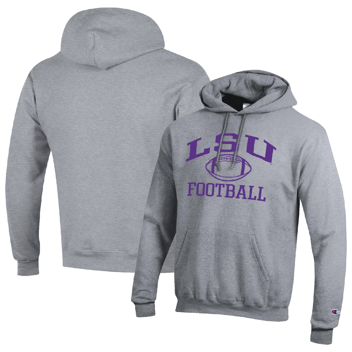 Men's Champion Heather Gray LSU Tigers Football Icon Pullover Hoodie