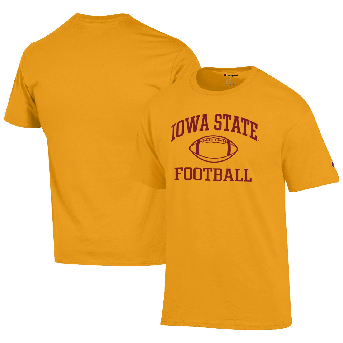 Men's Champion Gold Iowa State Cyclones Football Icon T-Shirt
