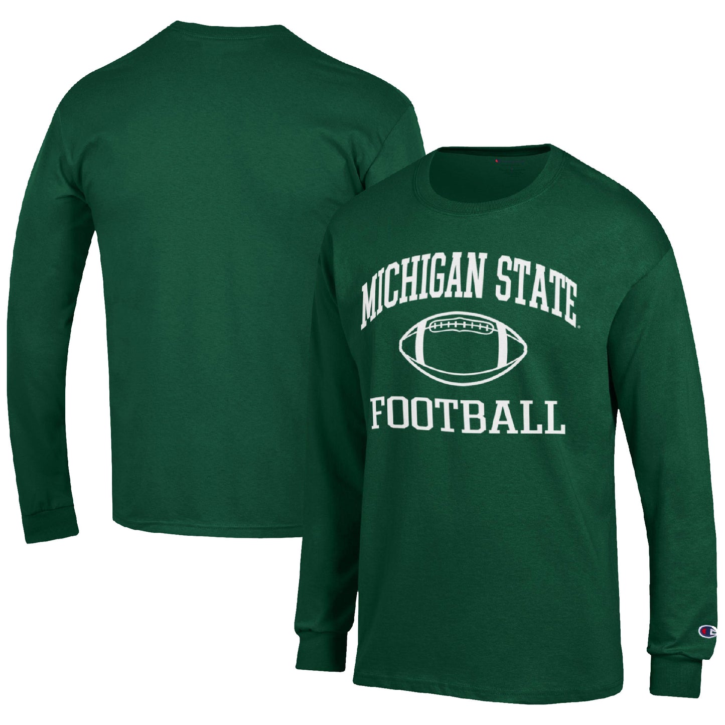 Men's Champion Green Michigan State Spartans Football Icon Long Sleeve T-Shirt
