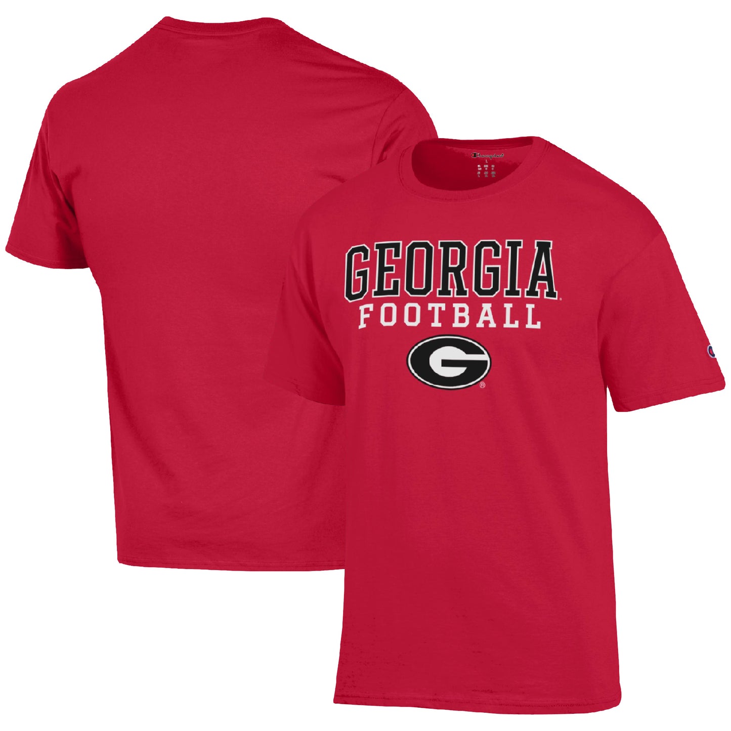 Men's Champion Red Georgia Bulldogs Football Stack T-Shirt