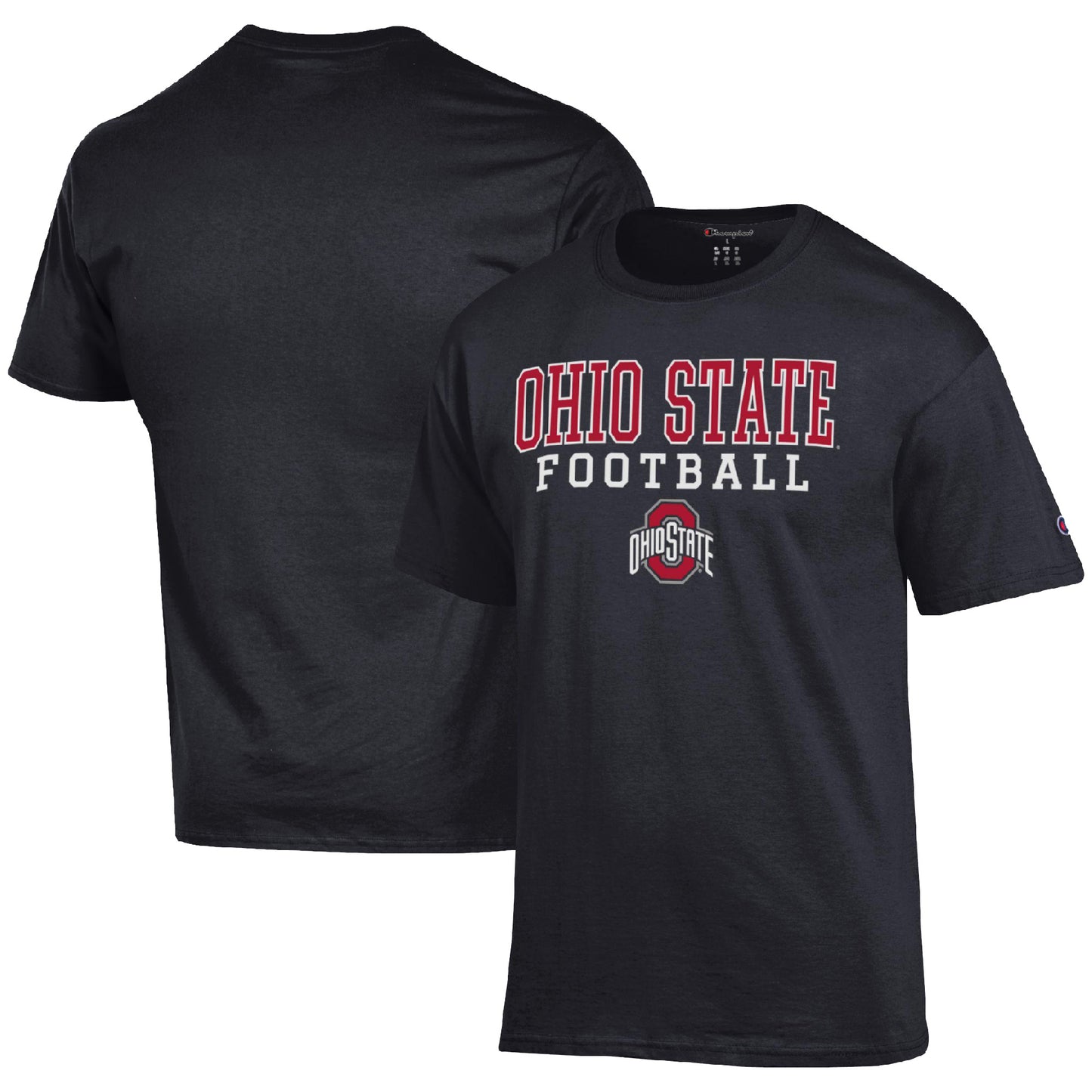 Men's Champion Black Ohio State Buckeyes Football Stack T-Shirt