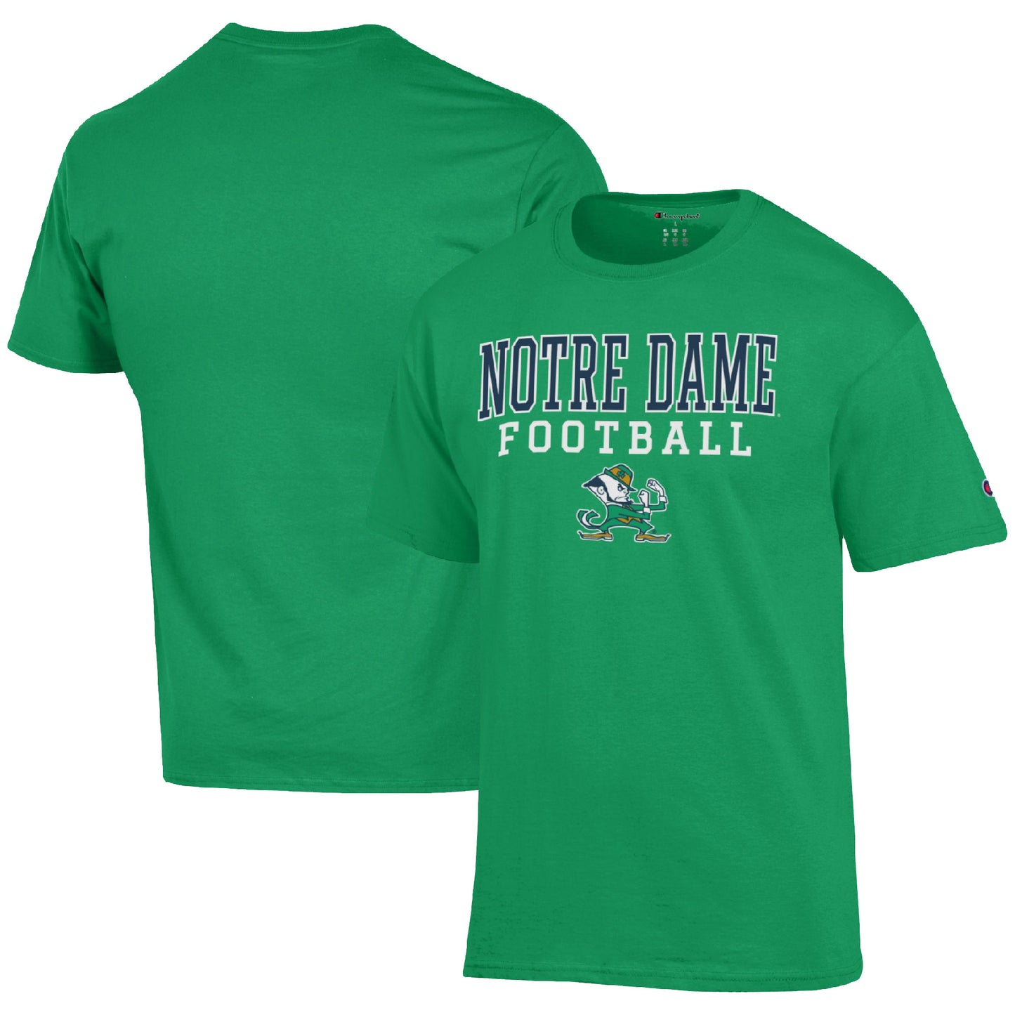 Men's Champion Green Notre Dame Fighting Irish Football Stack T-Shirt