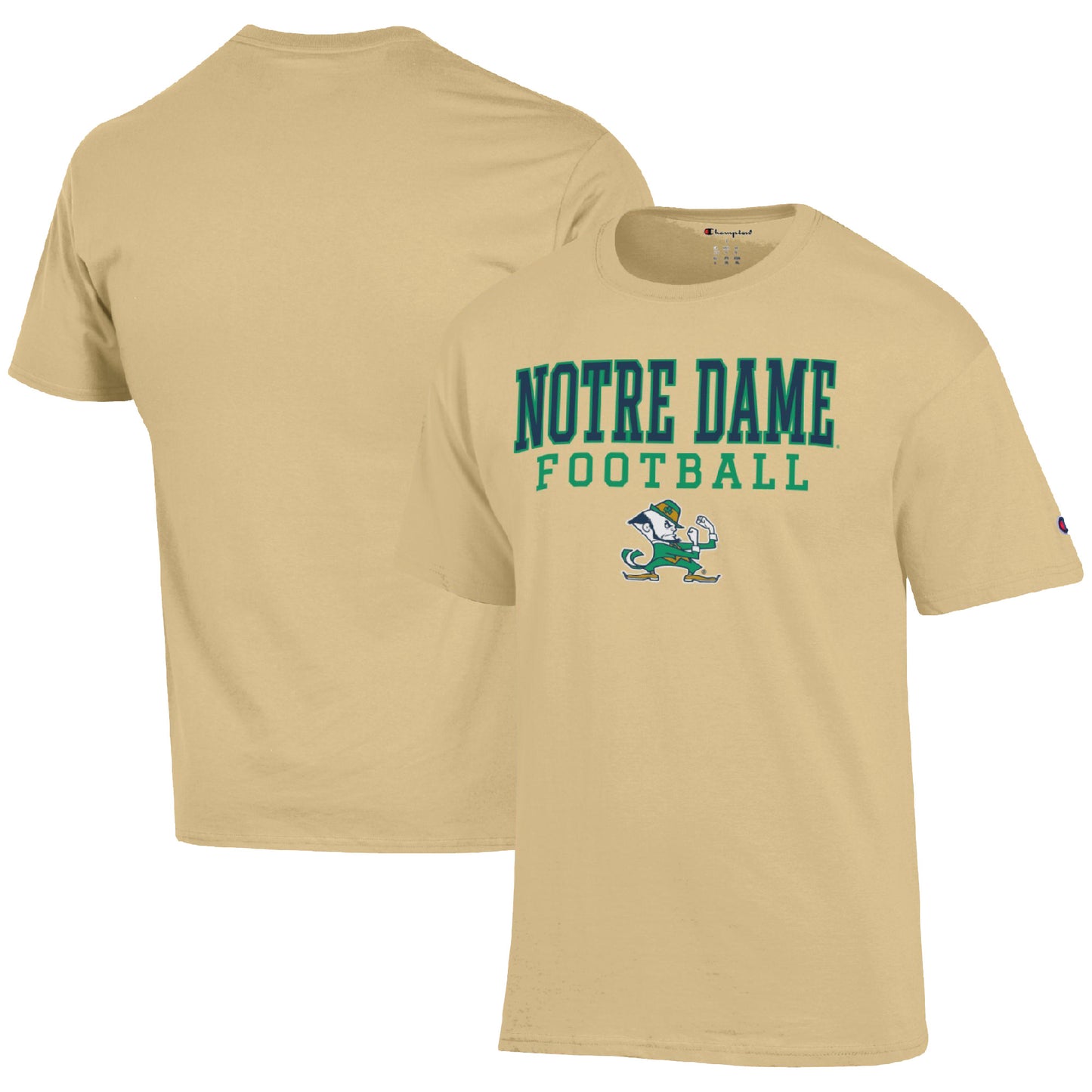 Men's Champion Gold Notre Dame Fighting Irish Football Stack T-Shirt