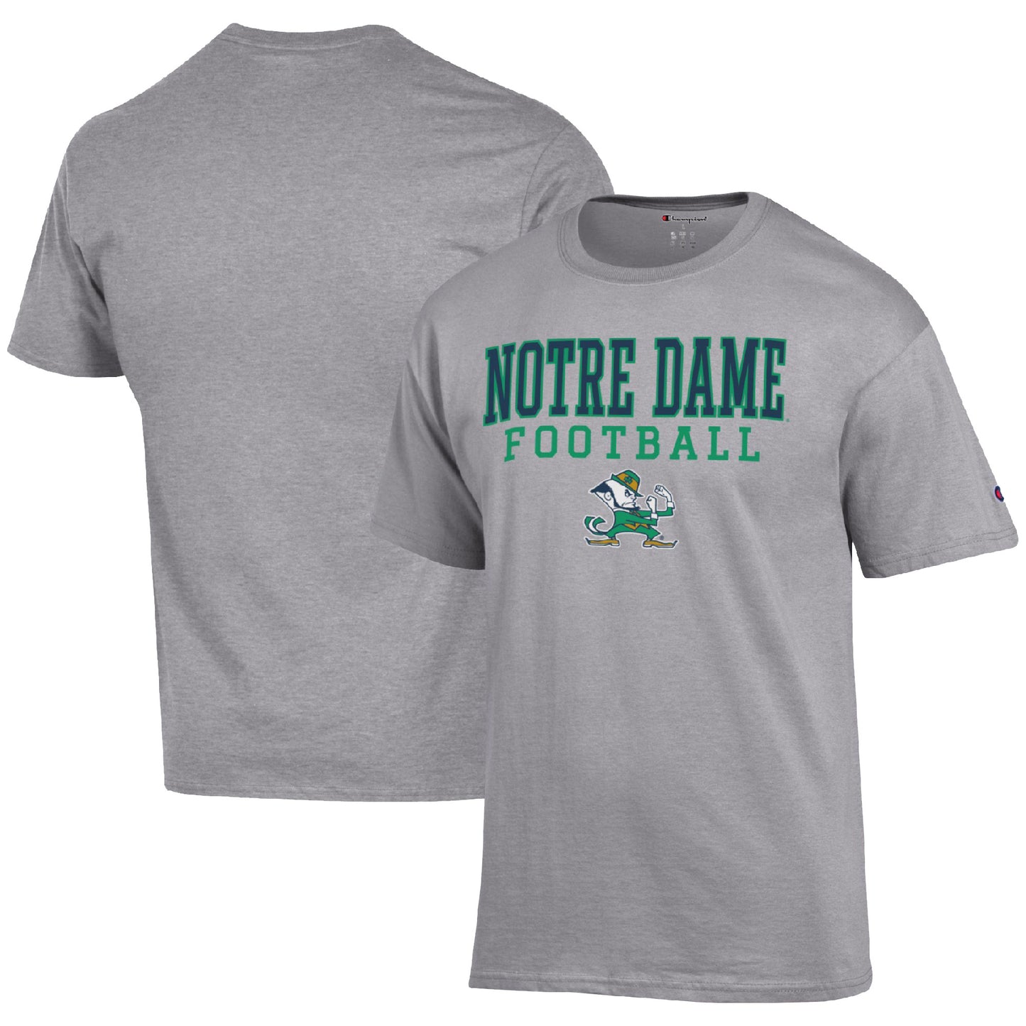 Men's Champion Heather Gray Notre Dame Fighting Irish Football Stack T-Shirt