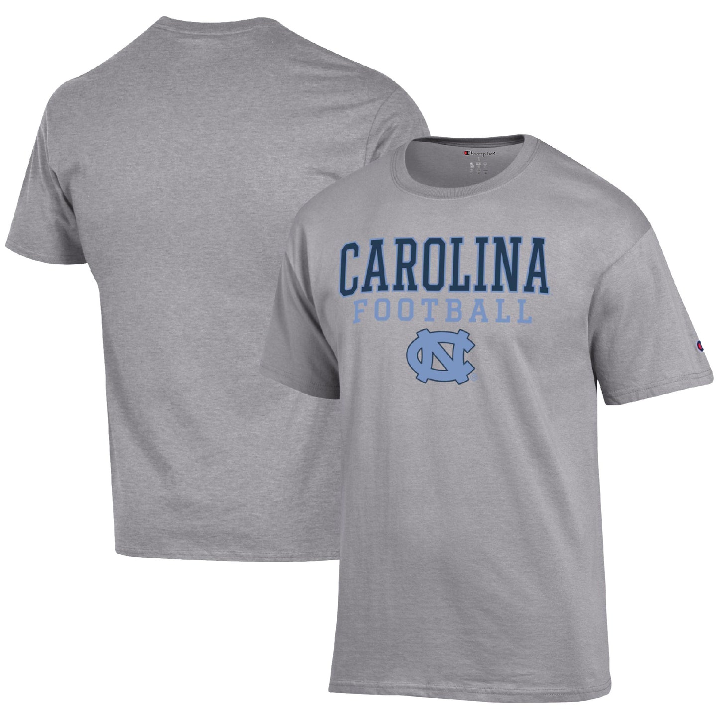 Men's Champion Heather Gray North Carolina Tar Heels Football Stack T-Shirt