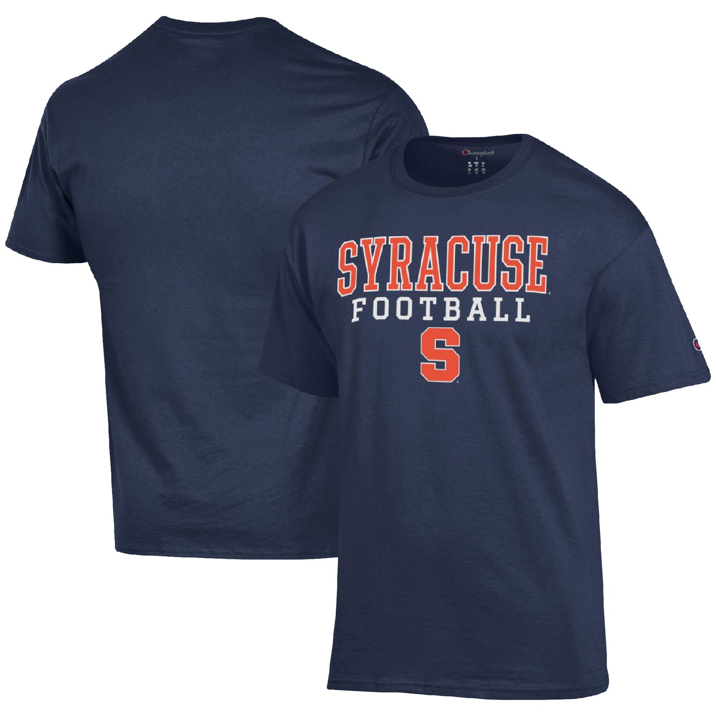 Men's Champion Navy Syracuse Orange Football Stack T-Shirt