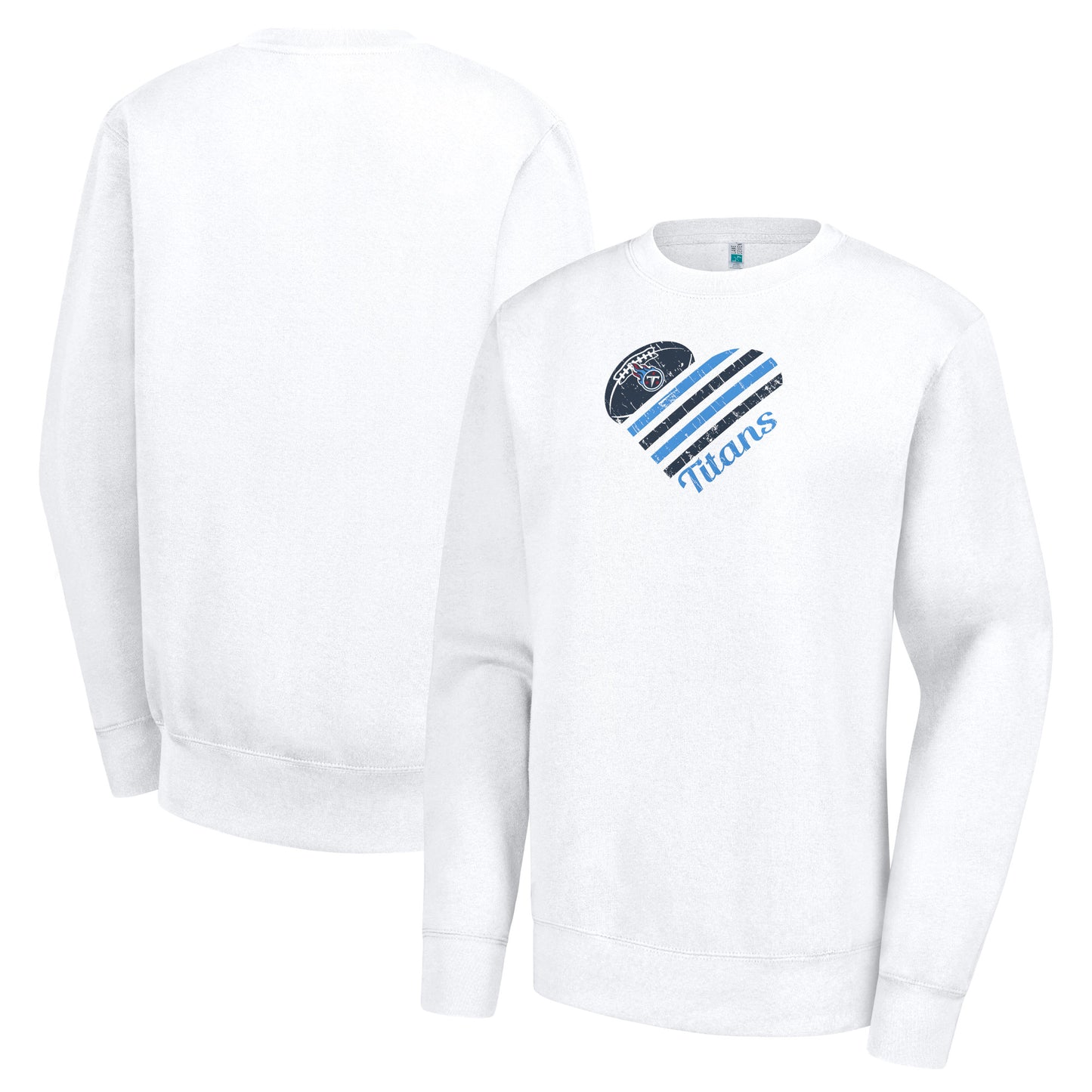 Women's G-III 4Her by Carl Banks White Tennessee Titans Heart Graphic Fleece Pullover Sweatshirt