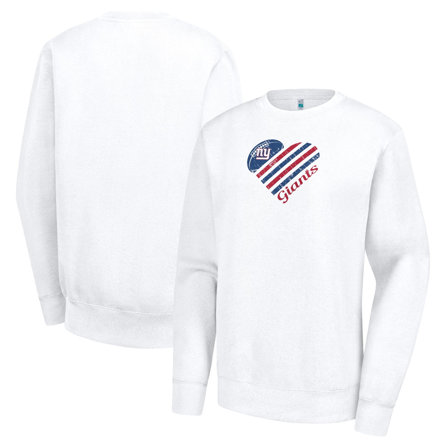 Women's G-III 4Her by Carl Banks White New York Giants Heart Graphic Fleece Pullover Sweatshirt