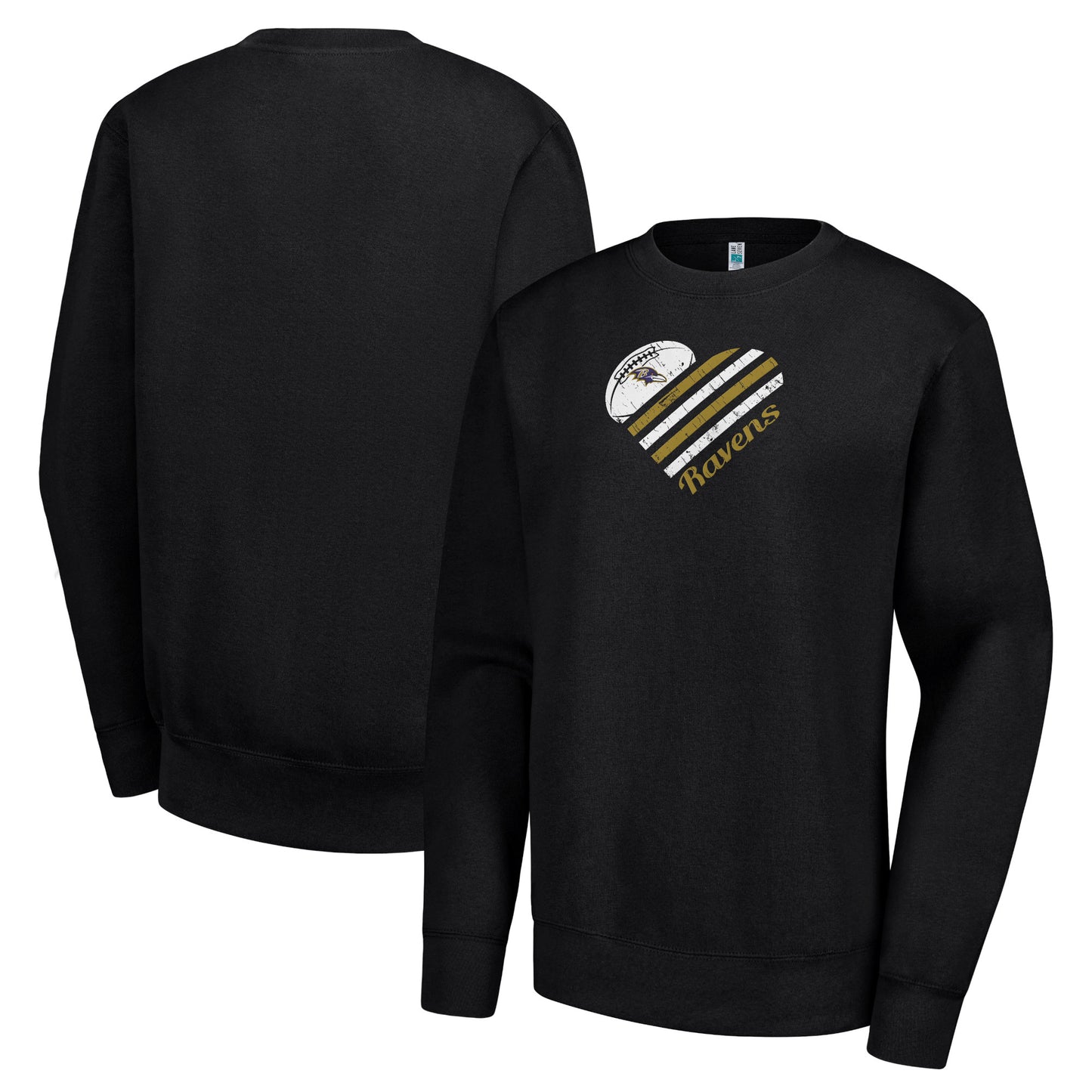 Women's G-III 4Her by Carl Banks Black Baltimore Ravens Heart Graphic Fleece Pullover Sweatshirt