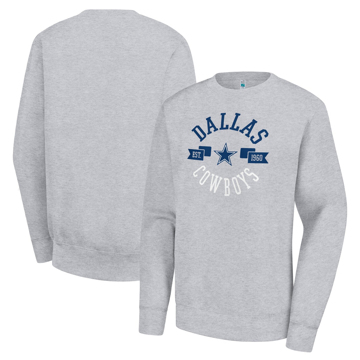Women's G-III 4Her by Carl Banks Heather Gray Dallas Cowboys Large Team Graphic Fleece Pullover Sweatshirt