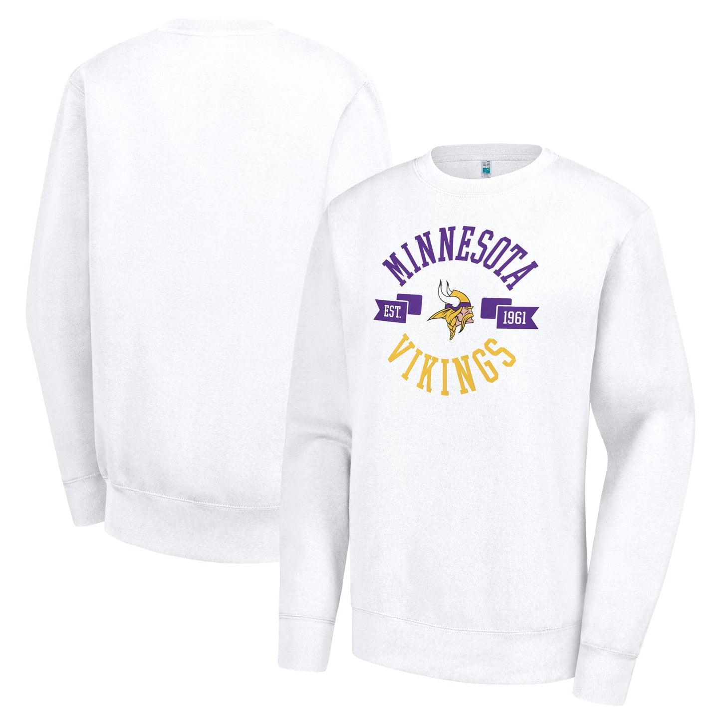 Women's G-III 4Her by Carl Banks White Minnesota Vikings Large Team Graphic Fleece Pullover Sweatshirt