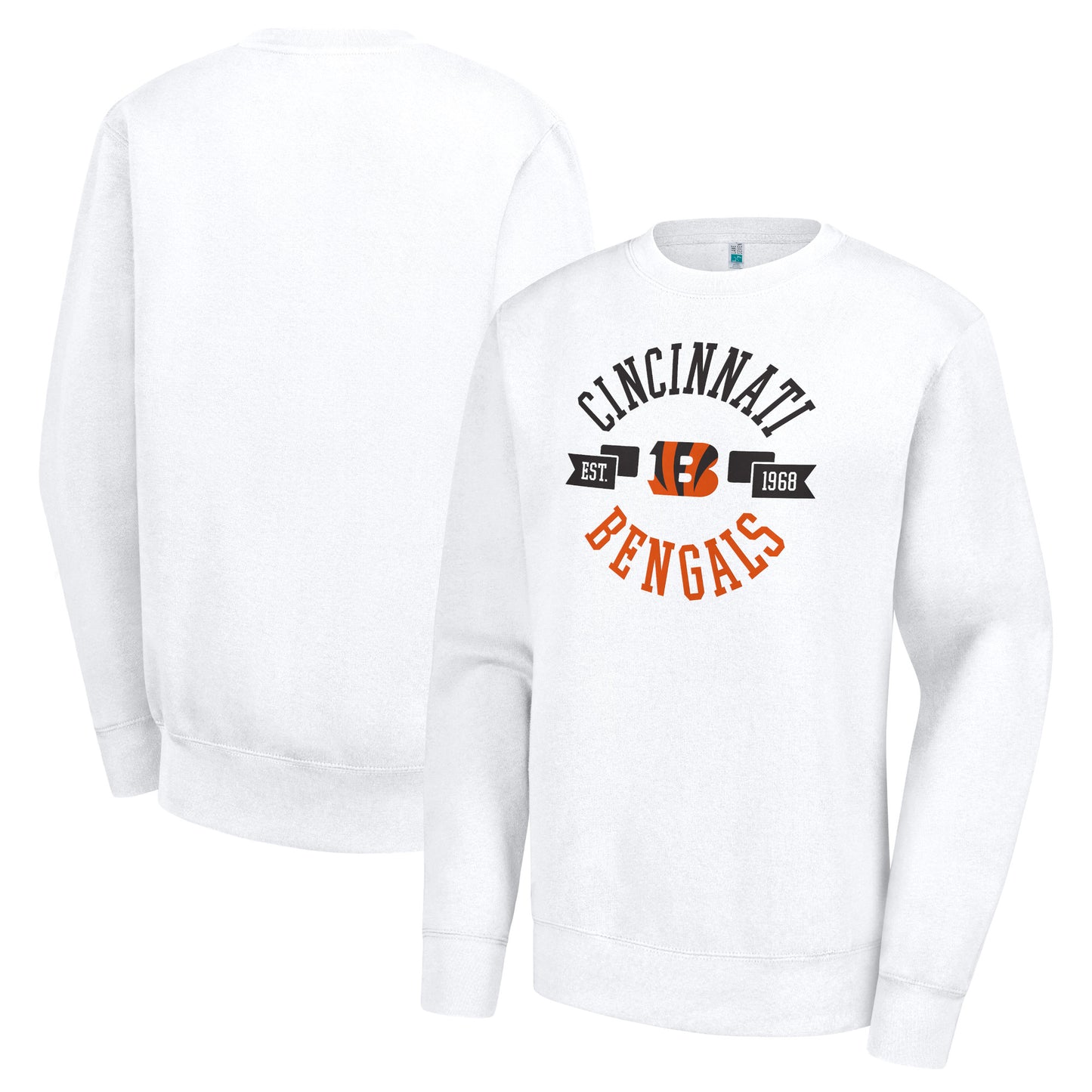 Women's G-III 4Her by Carl Banks White Cincinnati Bengals Large Team Graphic Fleece Pullover Sweatshirt