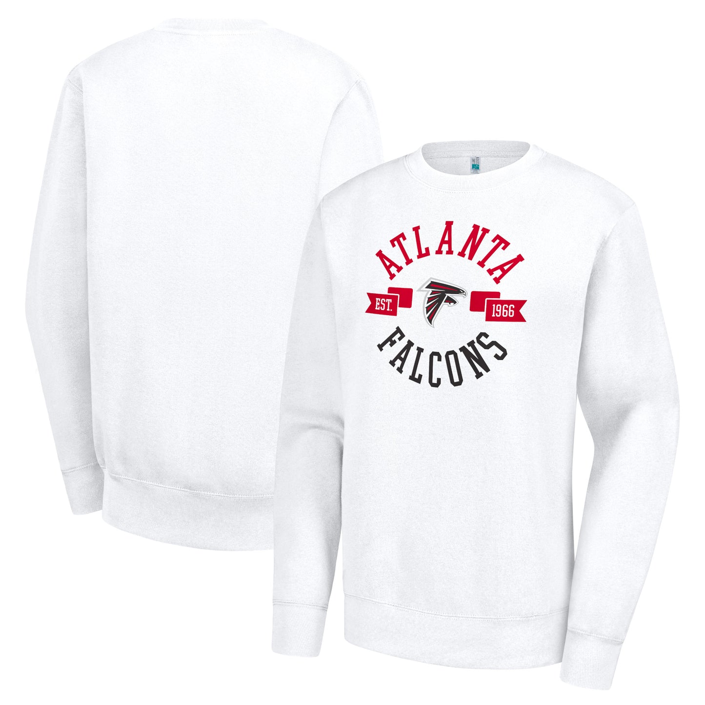 Women's G-III 4Her by Carl Banks White Atlanta Falcons Large Team Graphic Fleece Pullover Sweatshirt