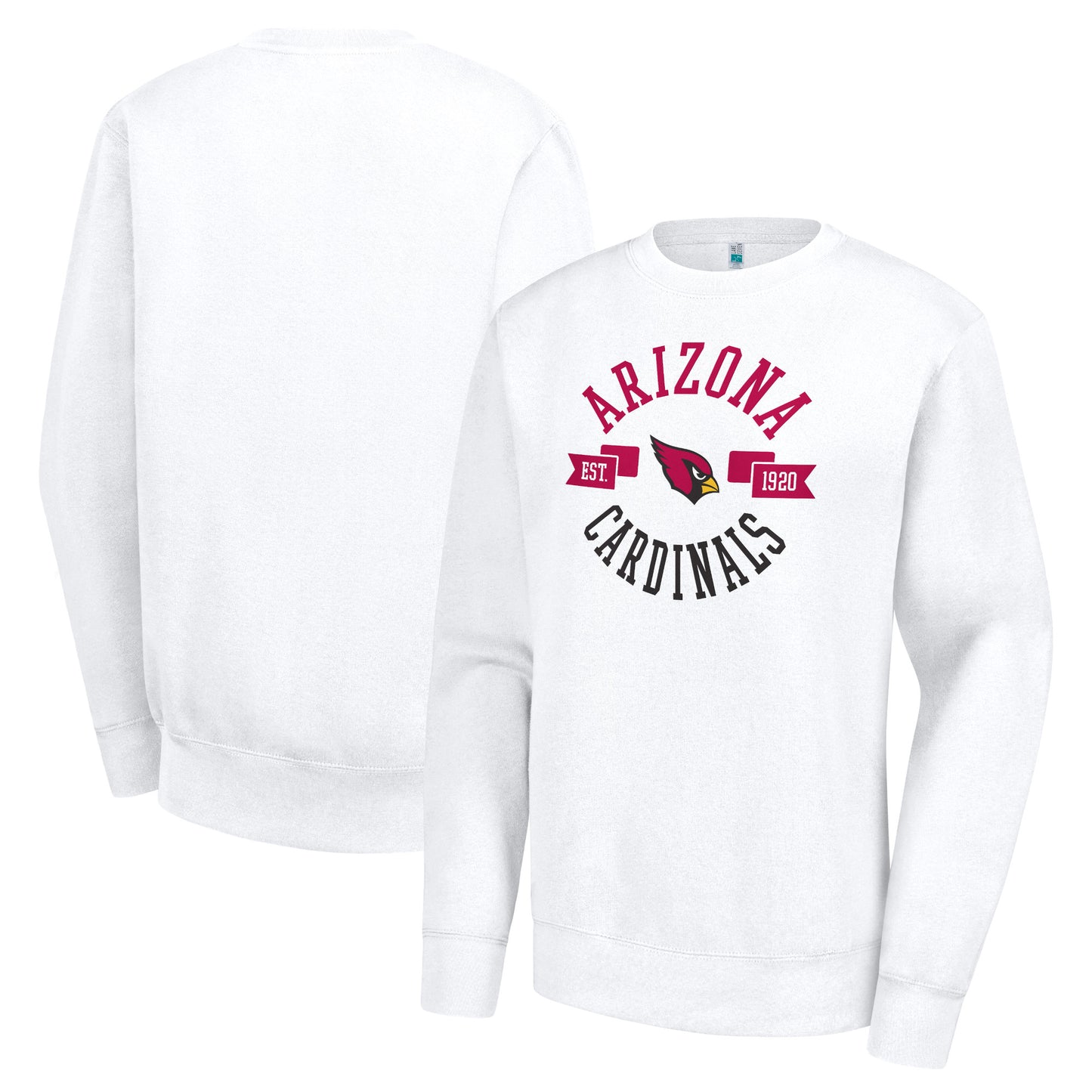 Women's G-III 4Her by Carl Banks White Arizona Cardinals Large Team Graphic Fleece Pullover Sweatshirt