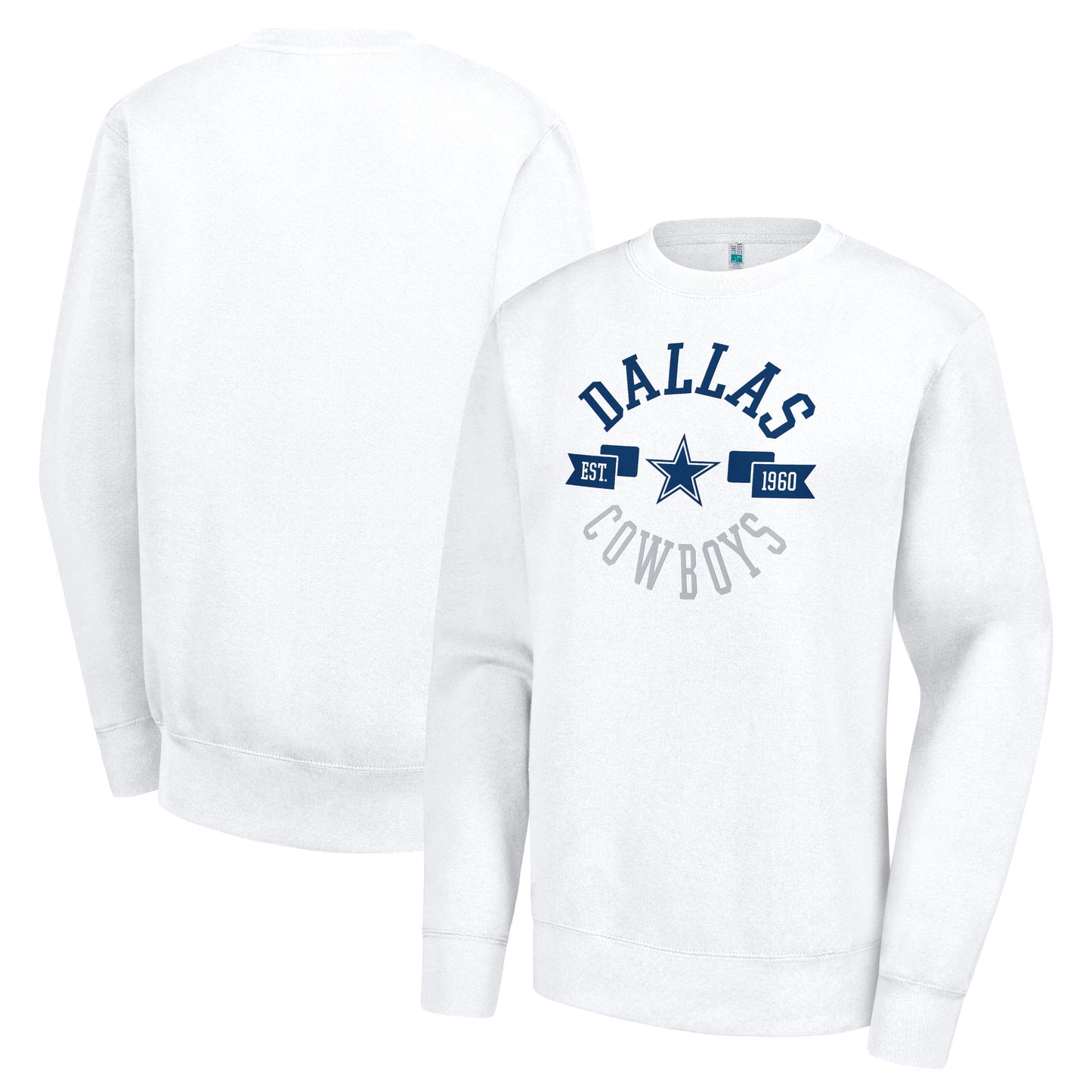 Women's G-III 4Her by Carl Banks White Dallas Cowboys Large Team Graphic Fleece Pullover Sweatshirt