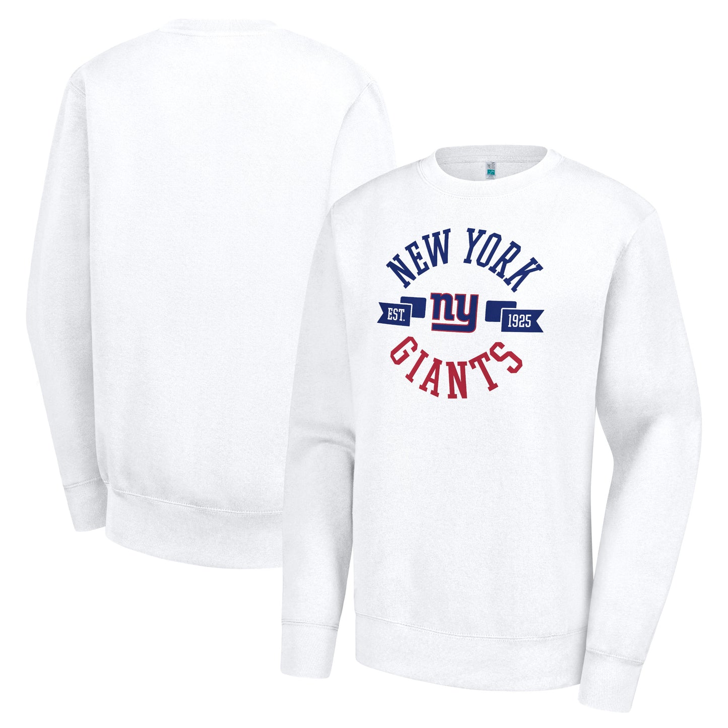 Women's G-III 4Her by Carl Banks White New York Giants Large Team Graphic Fleece Pullover Sweatshirt